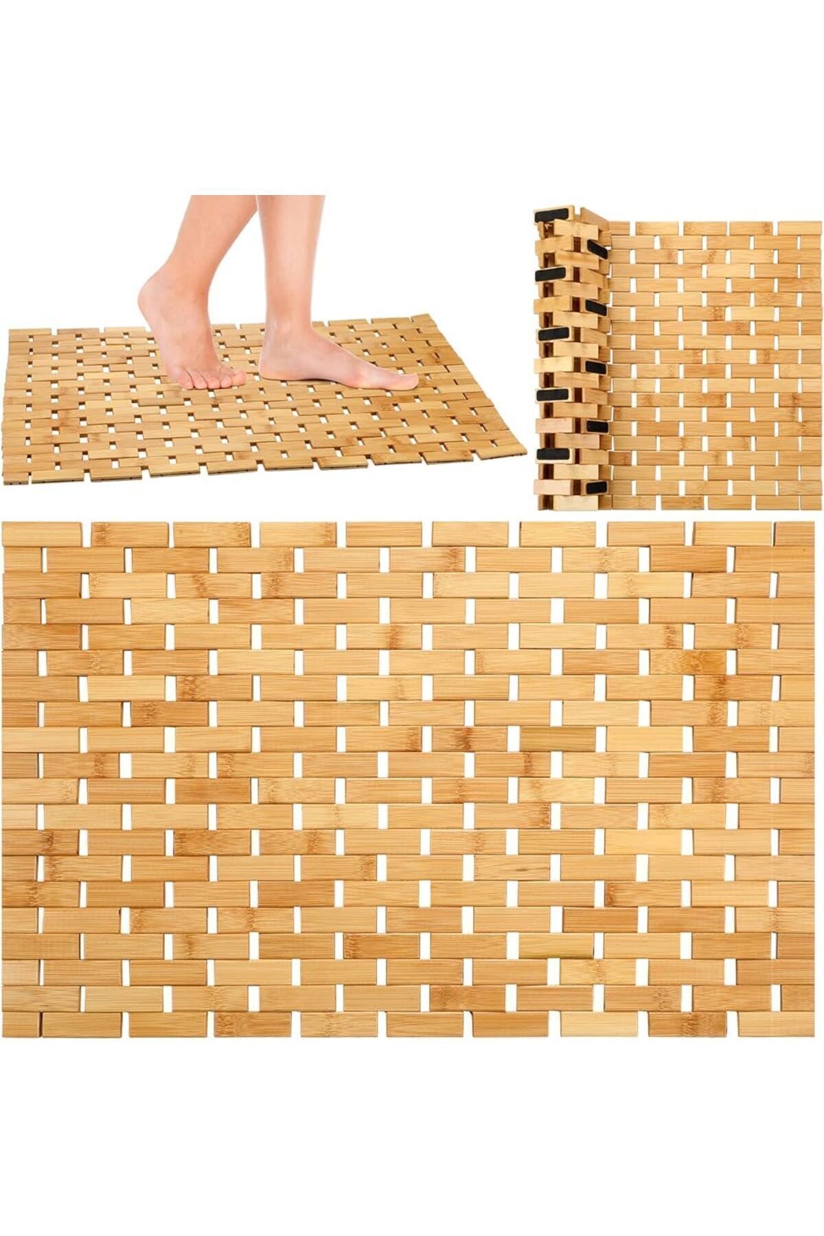 ELZEY HOME-Covoraș de baie anti-alunecare din bambus de lux - 64x42 cm 2