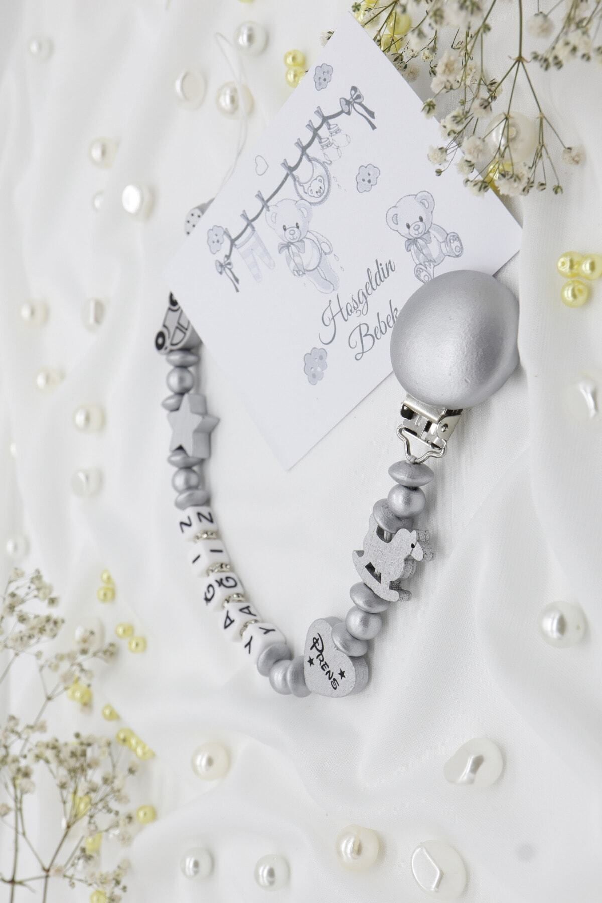 lilamtasarım Isimli Emzik Zinciri - Emzik Askısı - Bebek Hediyesi Bez030 fotoğrafı 3 (önizleme)