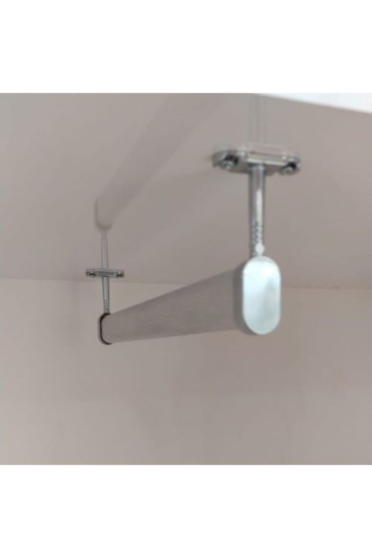 FSM-Aluminum 50 Cm Inside Cabinet Oval Clothes Hanger Pipe 2 Pieces Ceiling Hanger Screws 2