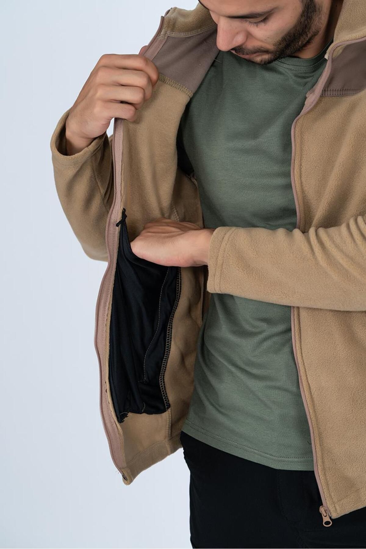 ژاکت کشی  مردانه  بژ  بلوک رنگی Slim Fit/اسلیم فیت    طرح ماهی  | BİKATEX TX8564FBA2740 - تصویر 4