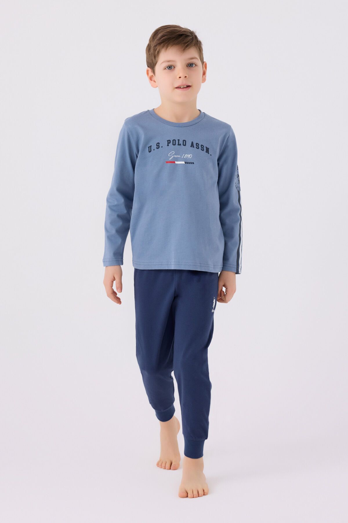 ست لباس خواب آستین بلند آبی پسرانه U.S. Polo Assn.