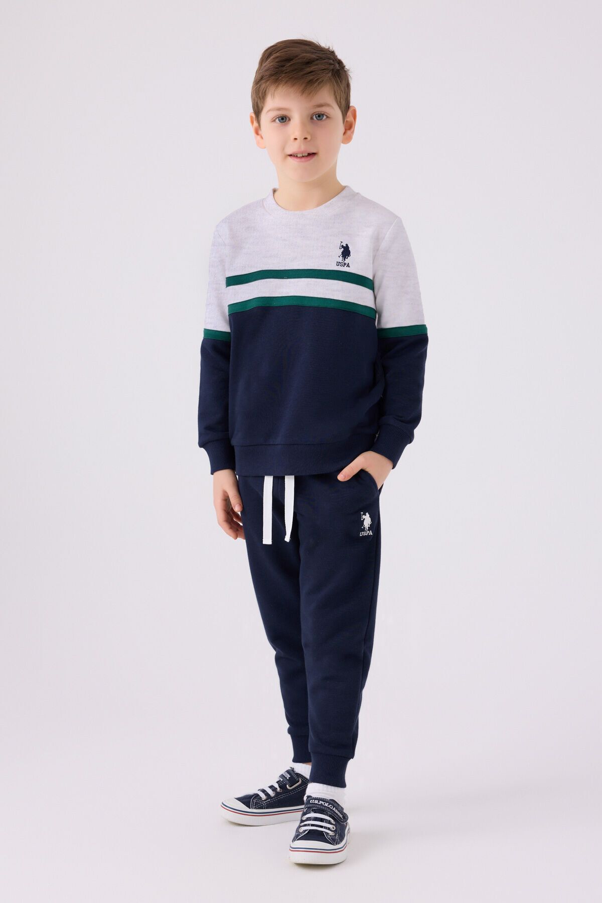 ست لباس ورزشی پسرانه خاکستری U.S. Polo Assn.
