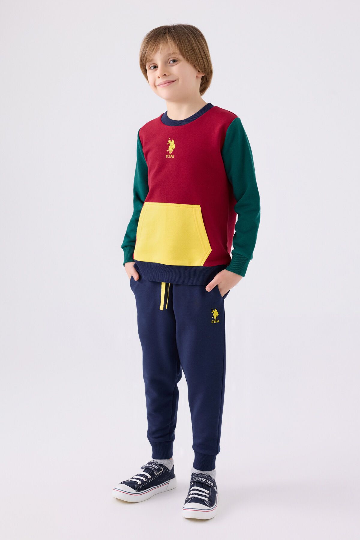 ست لباس ورزشی بورگوندی پسرانه U.S. Polo Assn.