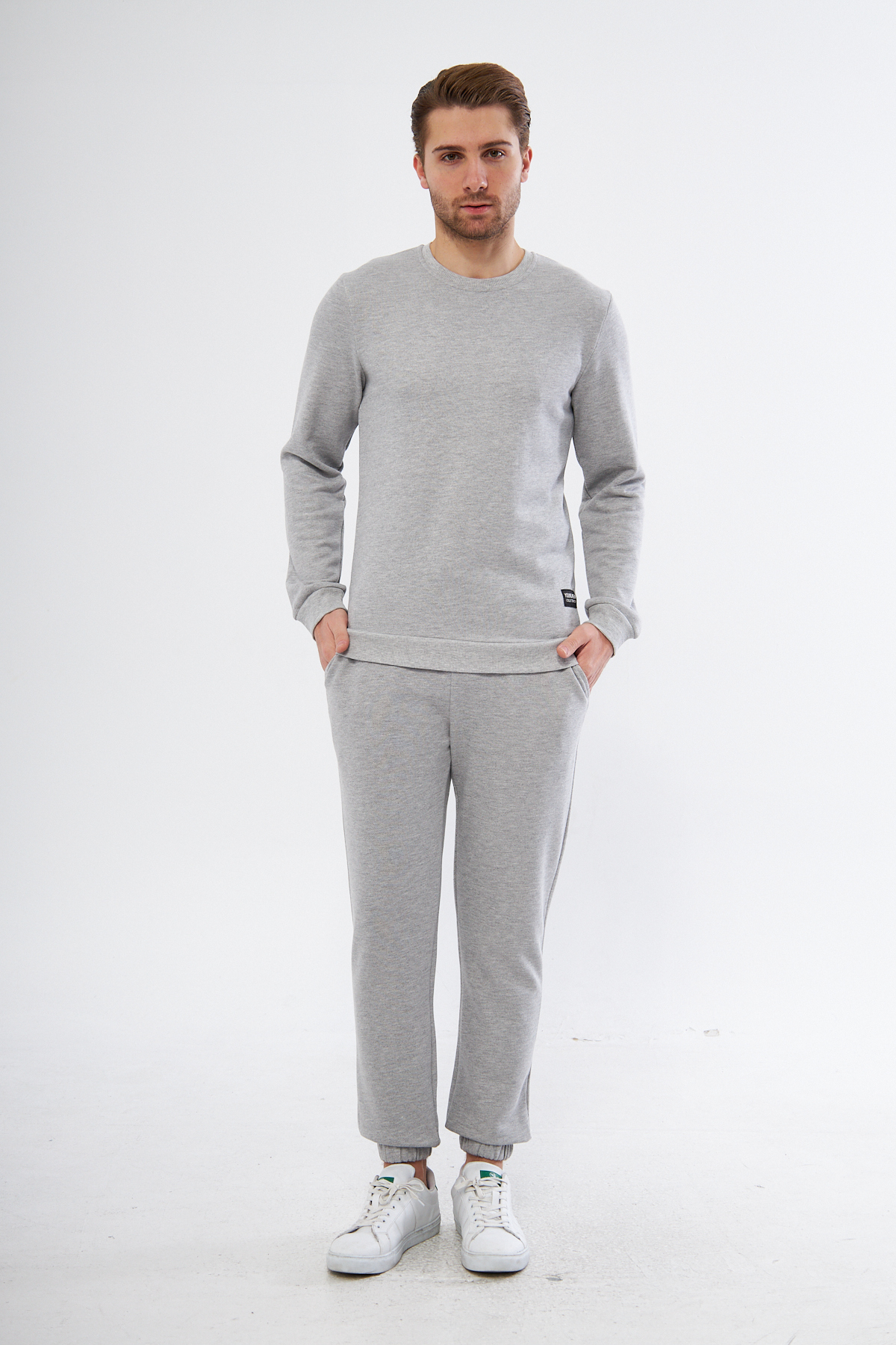 Erkek Diagonal 3 İplik Şardonsuz Pamuklu Eşofman Takımı