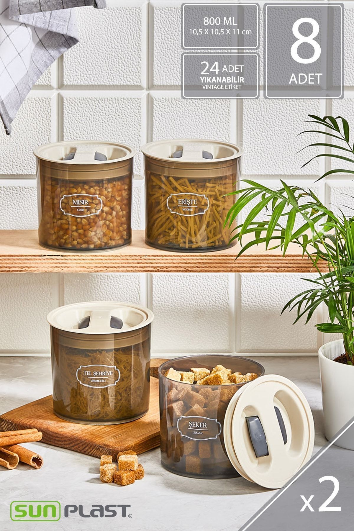 Sunplast-8-Piece Storage Container Set - Leak Proof Ergonomic Lid - Anthracite Food Container - 800ML 1