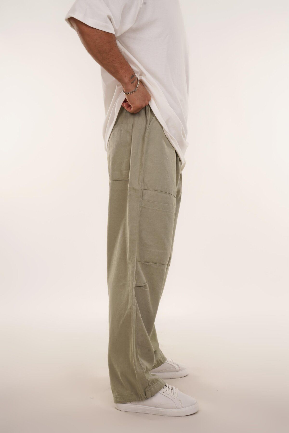 SCSARVİN-Baggy Cut Water Green Trousers - Four Front Pockets. Vms 40697 3