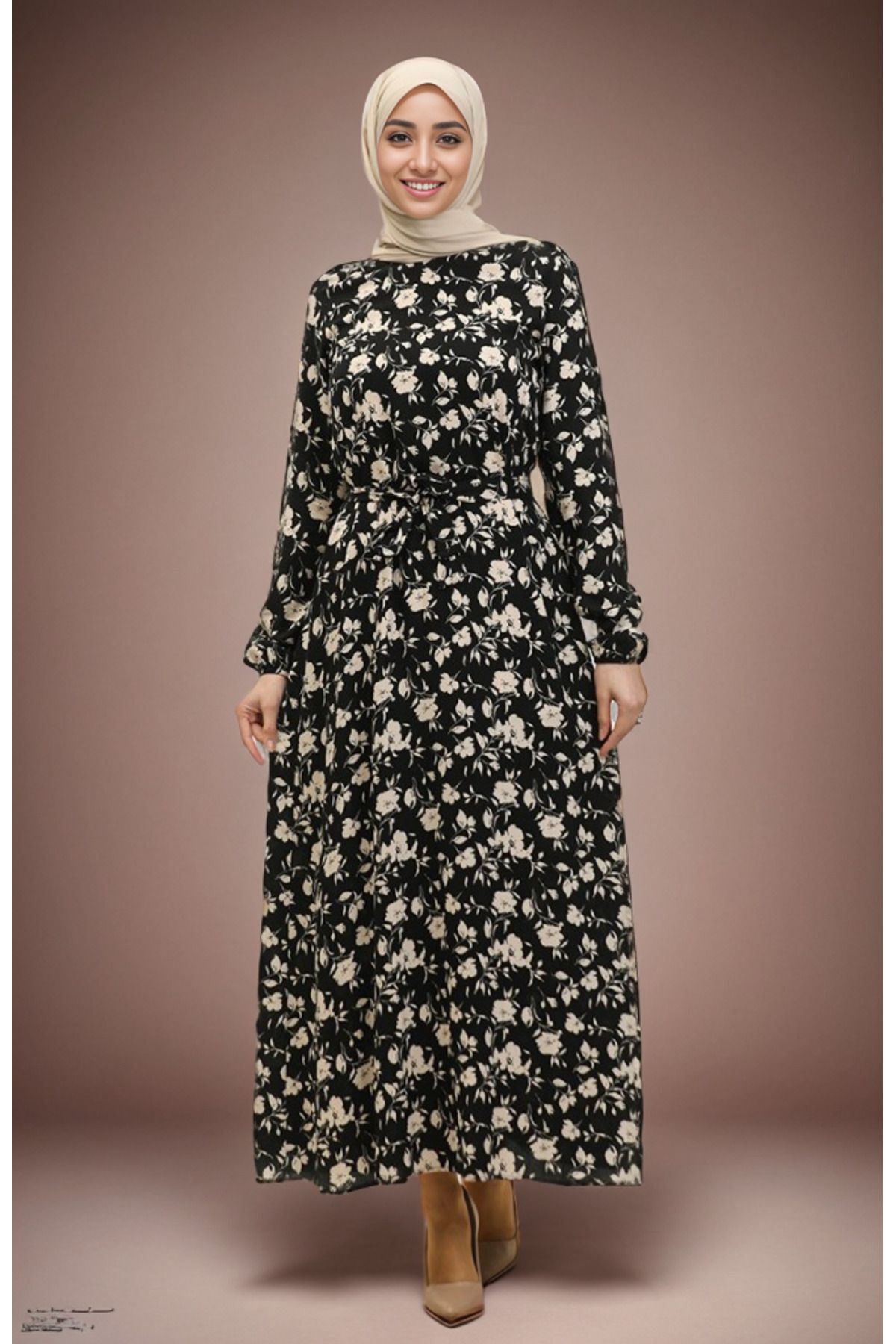 Flower Patterned Viscose Dress
