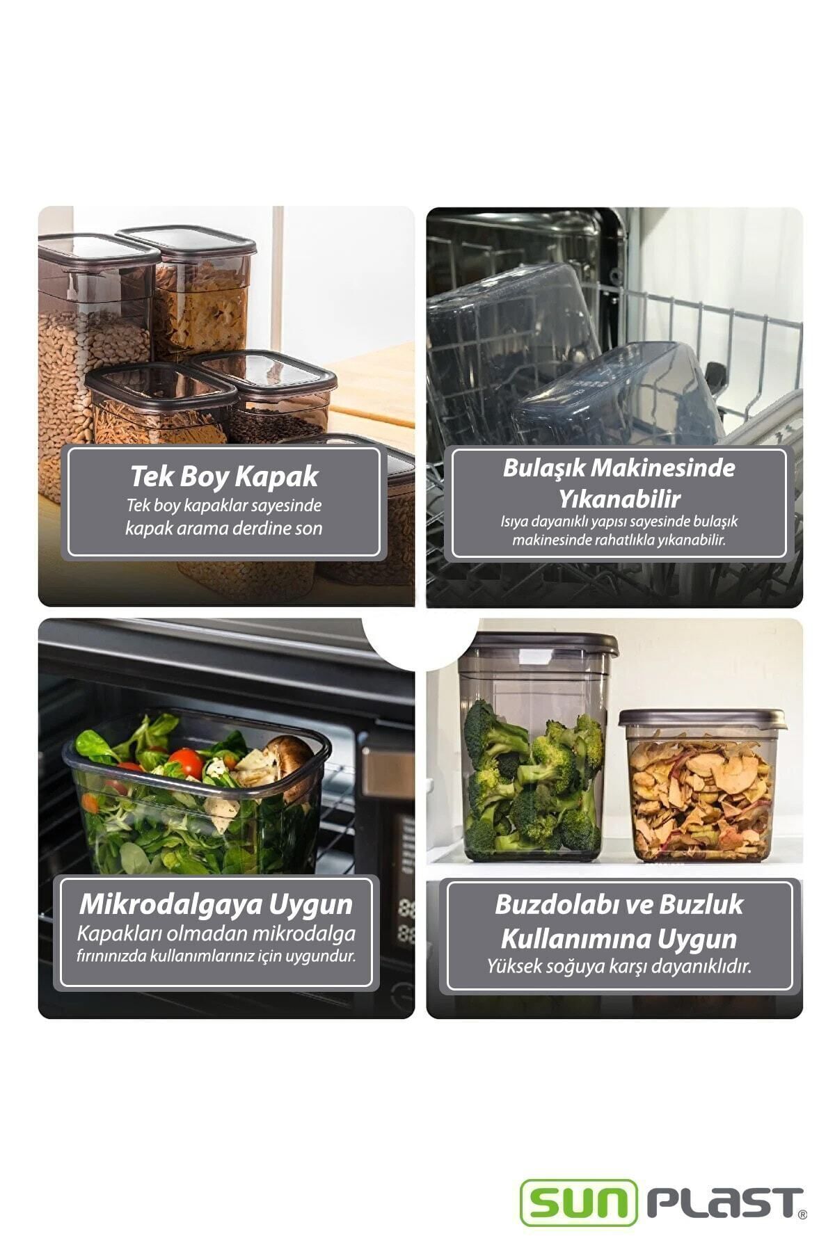 Sunplast-ROYAL Set of 24 Square with Label Square Food Storage Container X8(800ML-1200ML-1600ML)Jar with Hard Lid 5