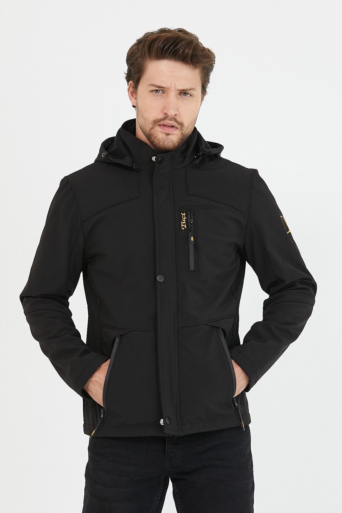 کت مردانه مشکی Softshell خز ضد آب و ضد باد Mero Life