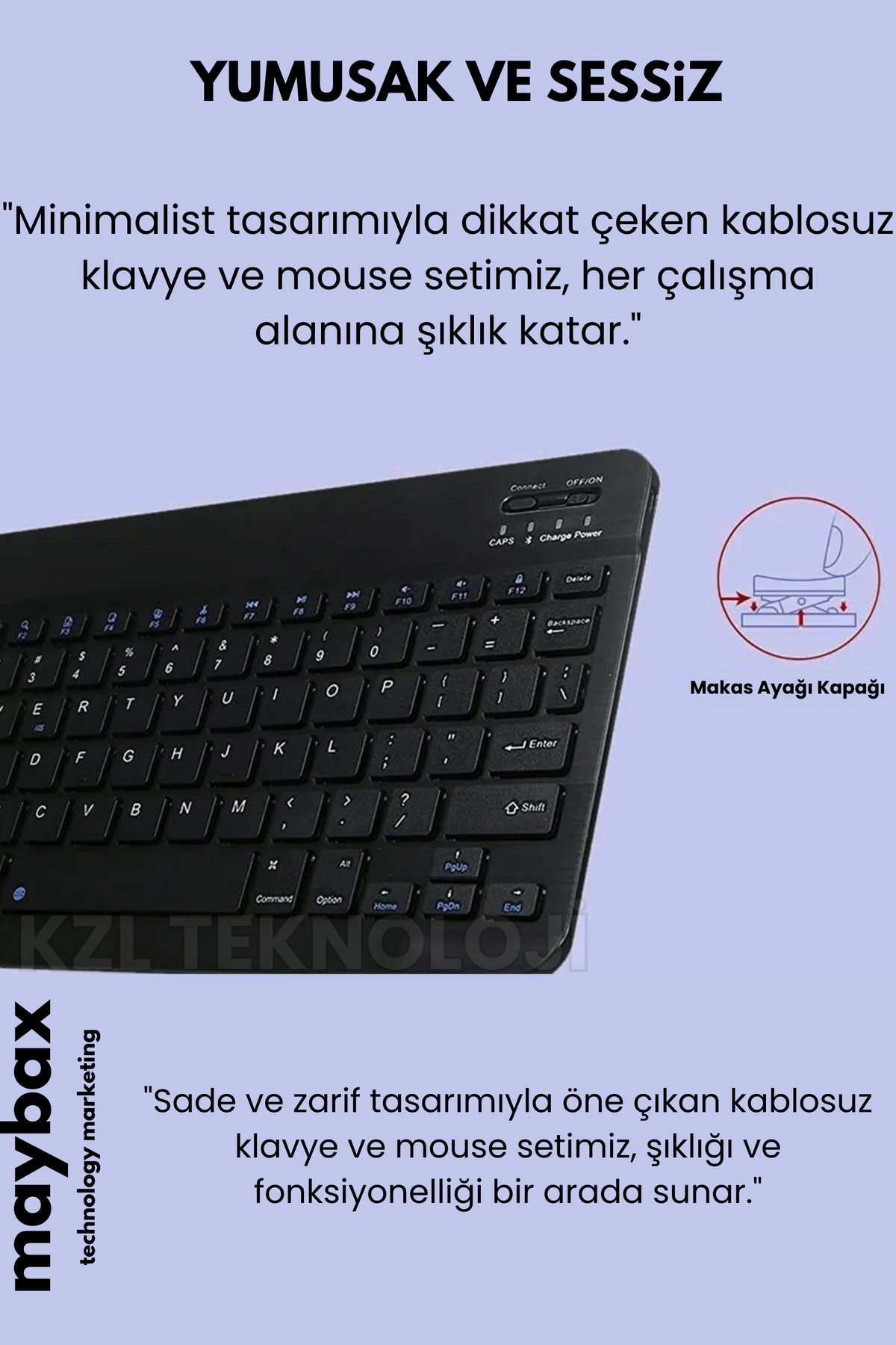 Tüm Cihazlara Uyumlu Akıllı Taşınabilir Şarjlı Kablosuz Bluetooth & Wireless  Klavye Mouse Seti 9