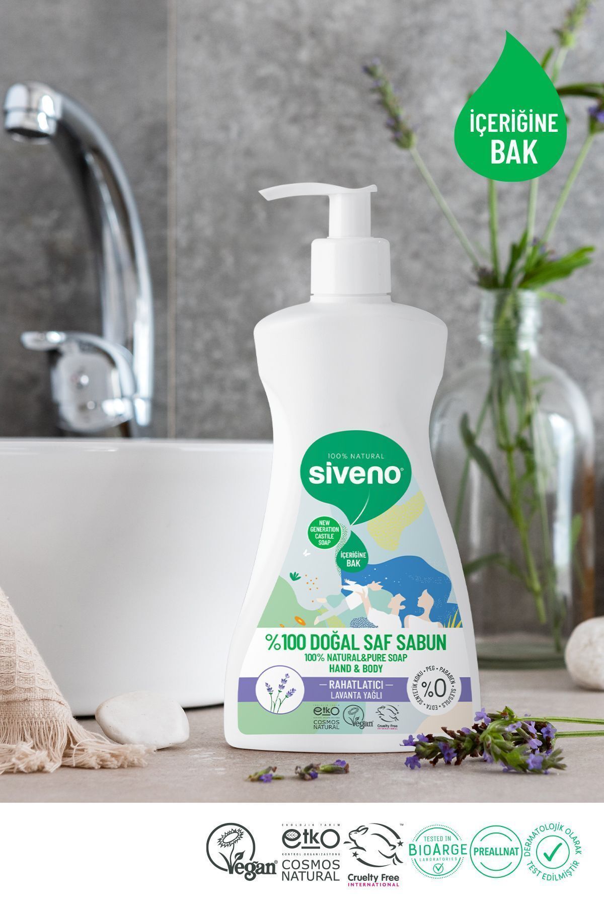 صابون مایع 100 ٪ طبیعی آب اسطوخودوس روغن مرطوب کننده تصفیه گیاه گیاهی 300 میل Siveno