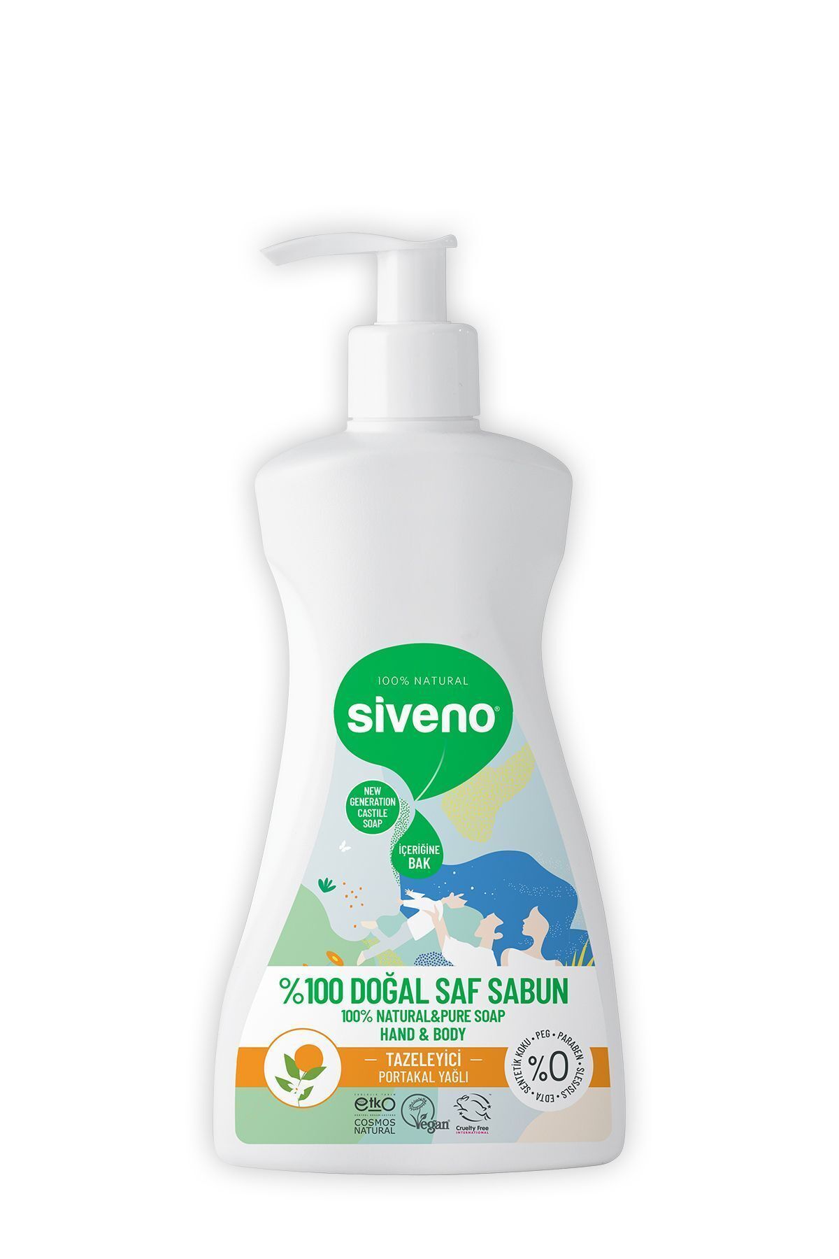 صابون مایع 100% طبیعی کاستیل با روغن پرتقال مرطوب کننده و پاک کننده گیاهی گیاهی وگان قوی 300 میلی لیتر Siveno