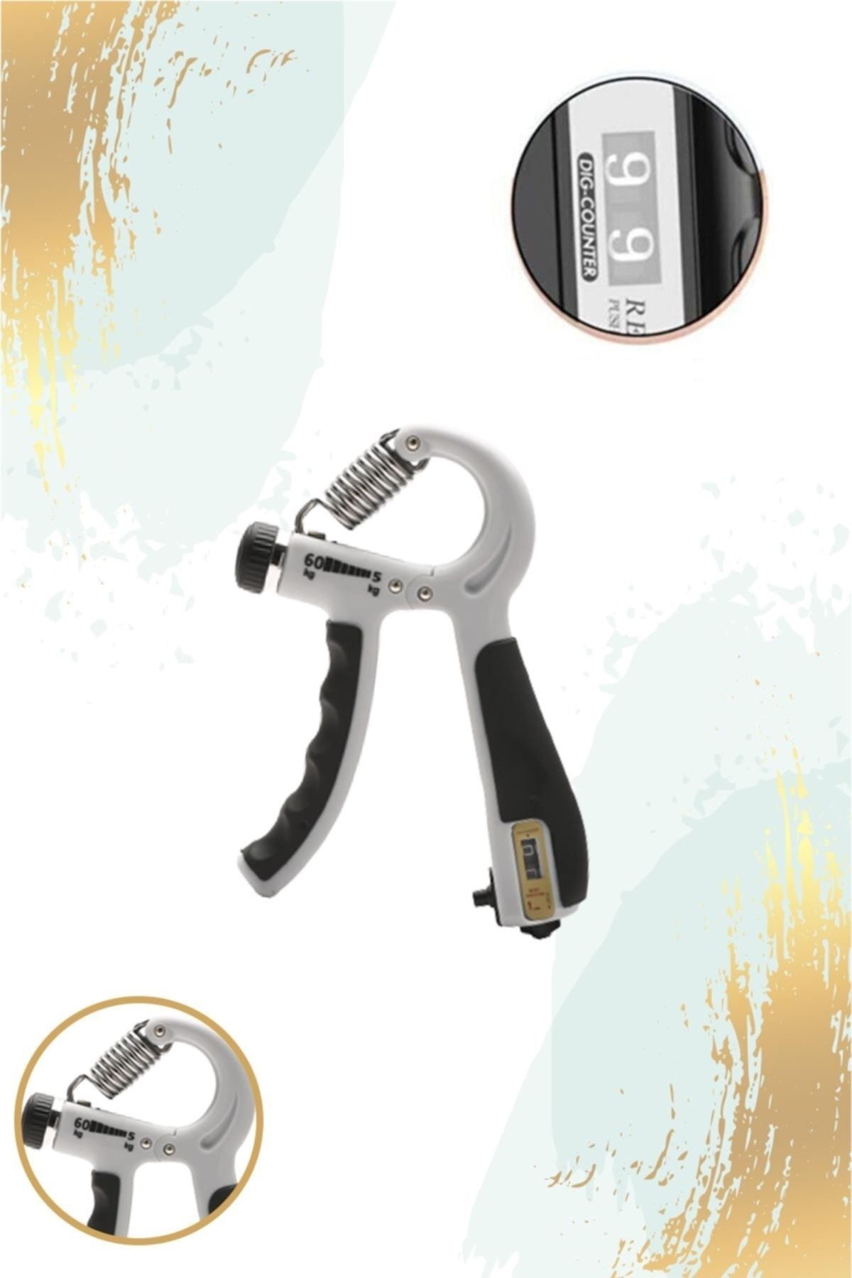 Hsport Konforlu 5-60 kg Ayarlanabilir Sayaçlı El ve Bilek Güçlendirici Fitness Egzersiz Yay