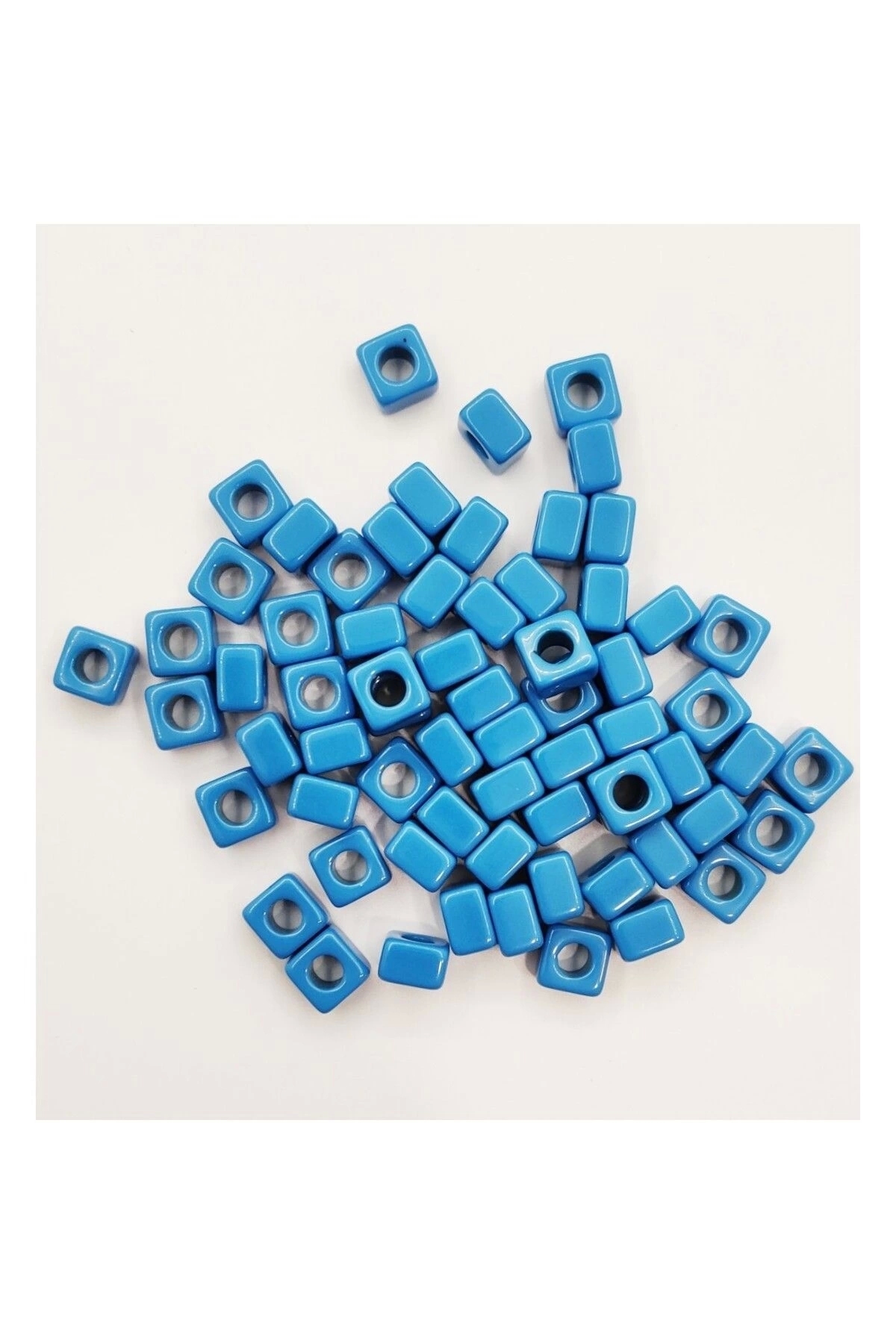 inSade Concept Kolye Ve Bilekliğe Takmak İçin Kare Boncuk Mavi 2 Adet - Bodrum Boncuğu 5x7mm