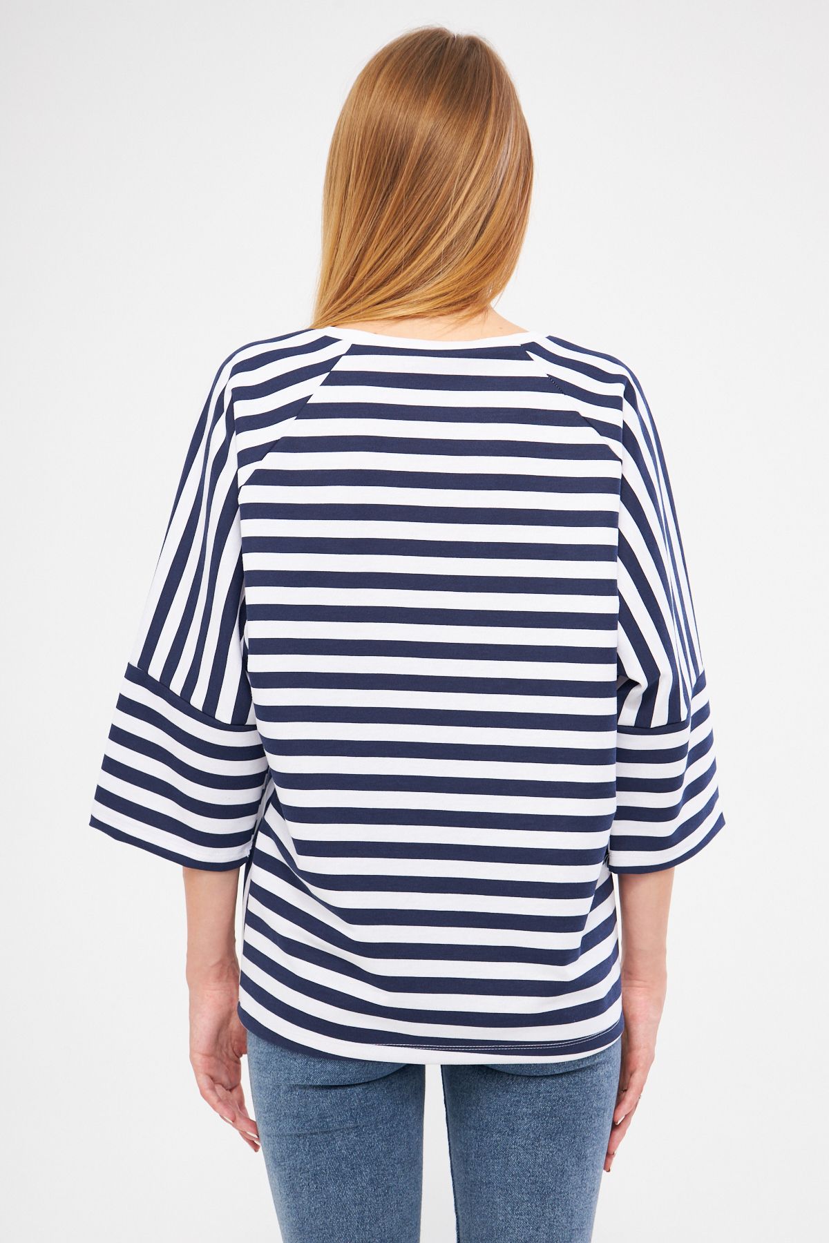 Avones-Hanorac oversize pentru damă cu dungi - mânecă raglan 8