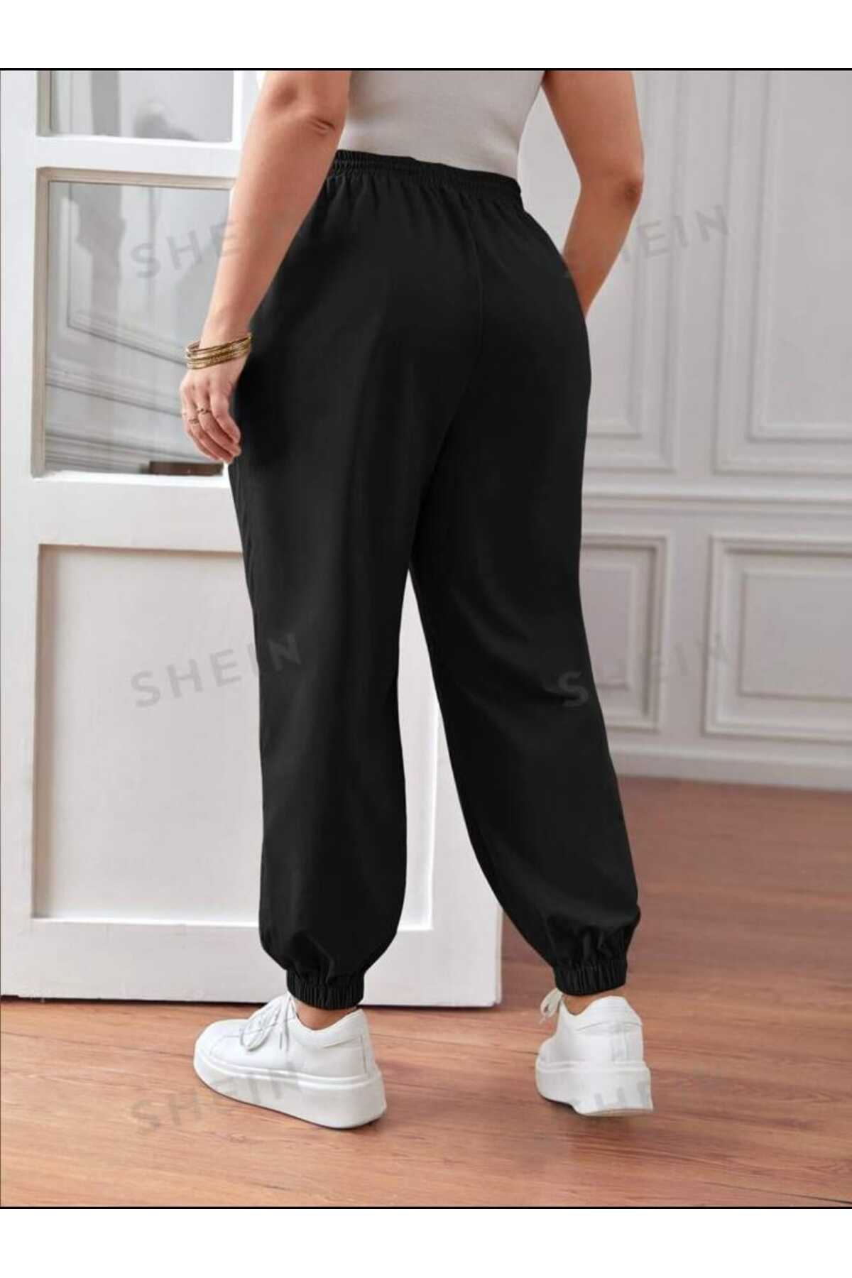 TNR SPORT Siyah Unisex Jogger Paça-Paça Lastik Rahat Giyim Eşofman Altı görsel 2
