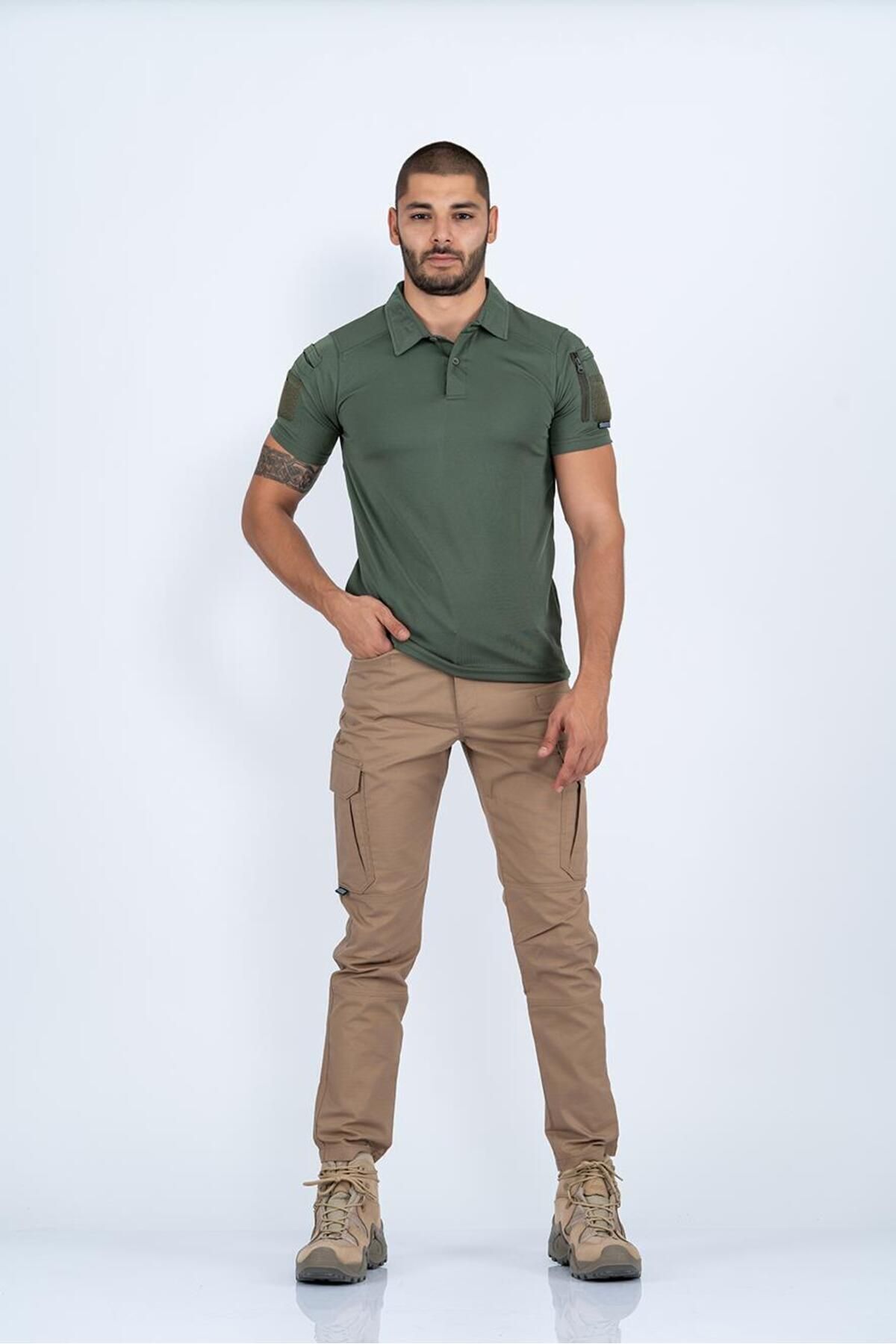 پولوشرت  مردانه پلی استر خاکی  طرح حیوان Slim Fit/اسلیم فیت    Slim/اسلیم فیت Daily/روزانه | BİKATEX TYC5E31CE5685CA690 TR - تصویر 3