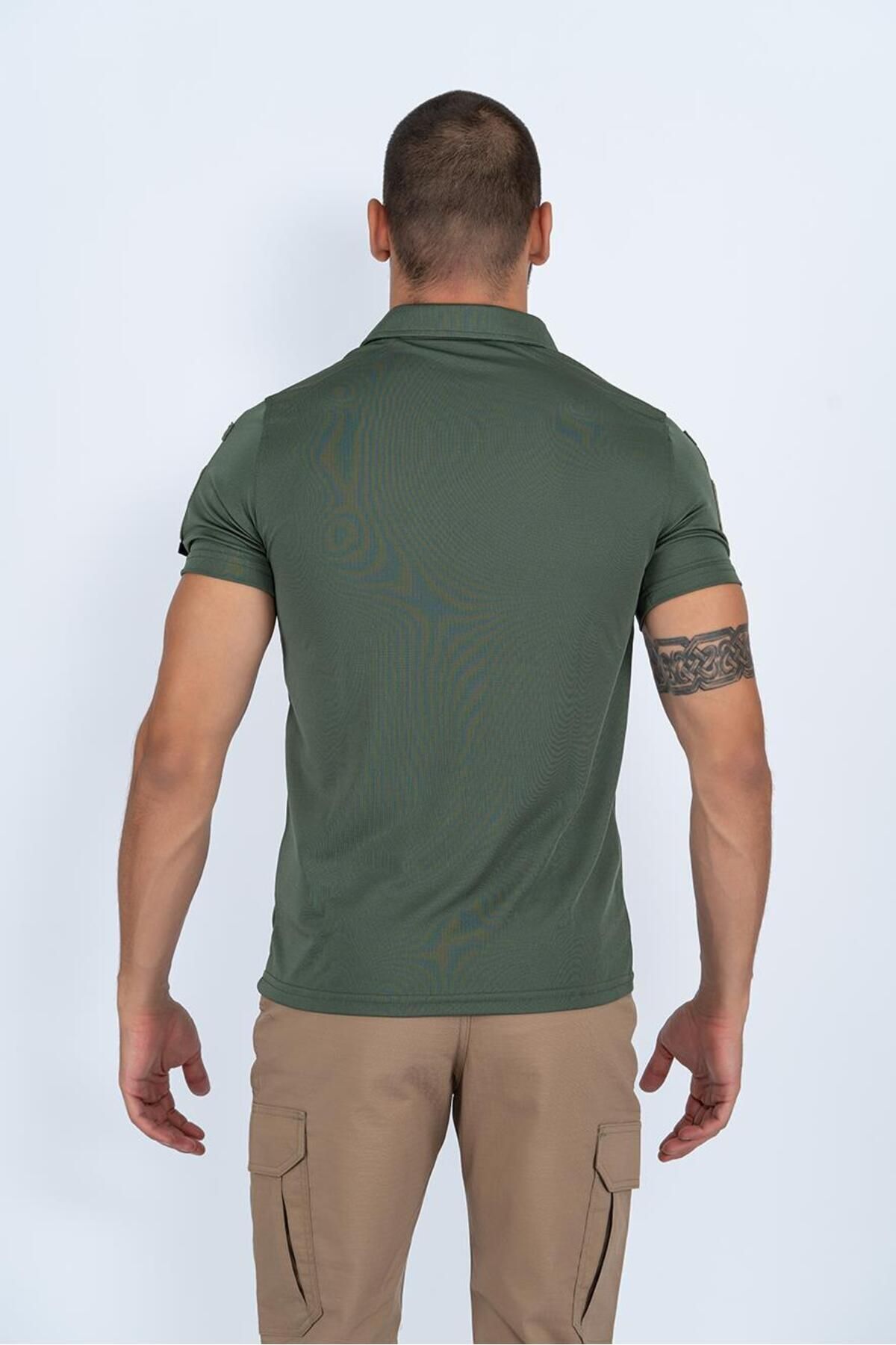 پولوشرت  مردانه پلی استر خاکی  طرح حیوان Slim Fit/اسلیم فیت    Slim/اسلیم فیت Daily/روزانه | BİKATEX TYC5E31CE5685CA690 TR - تصویر 6