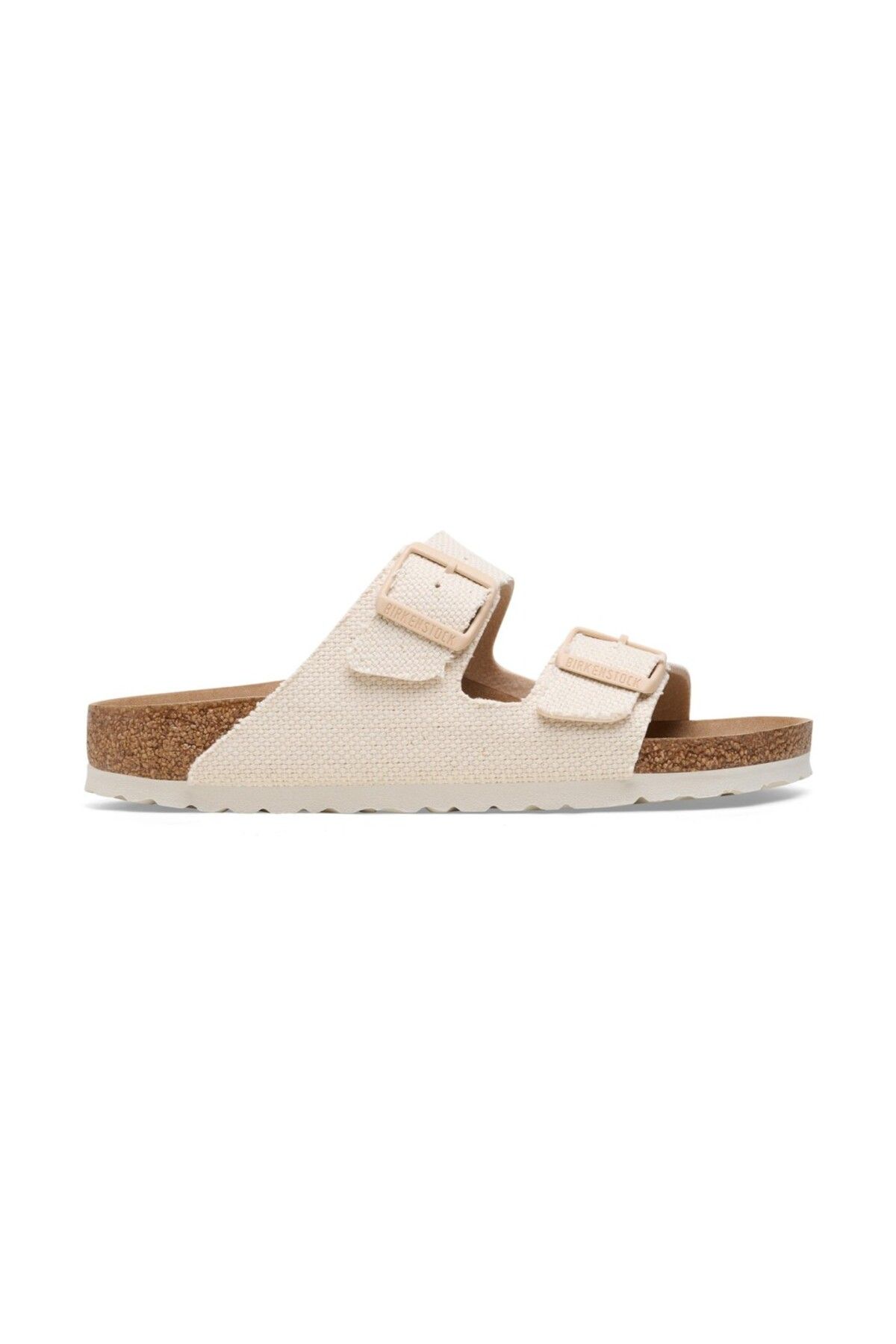 Birkenstock-Arizona Tex Rough Canvas - Women's Ecru Slippers, Vegan 1