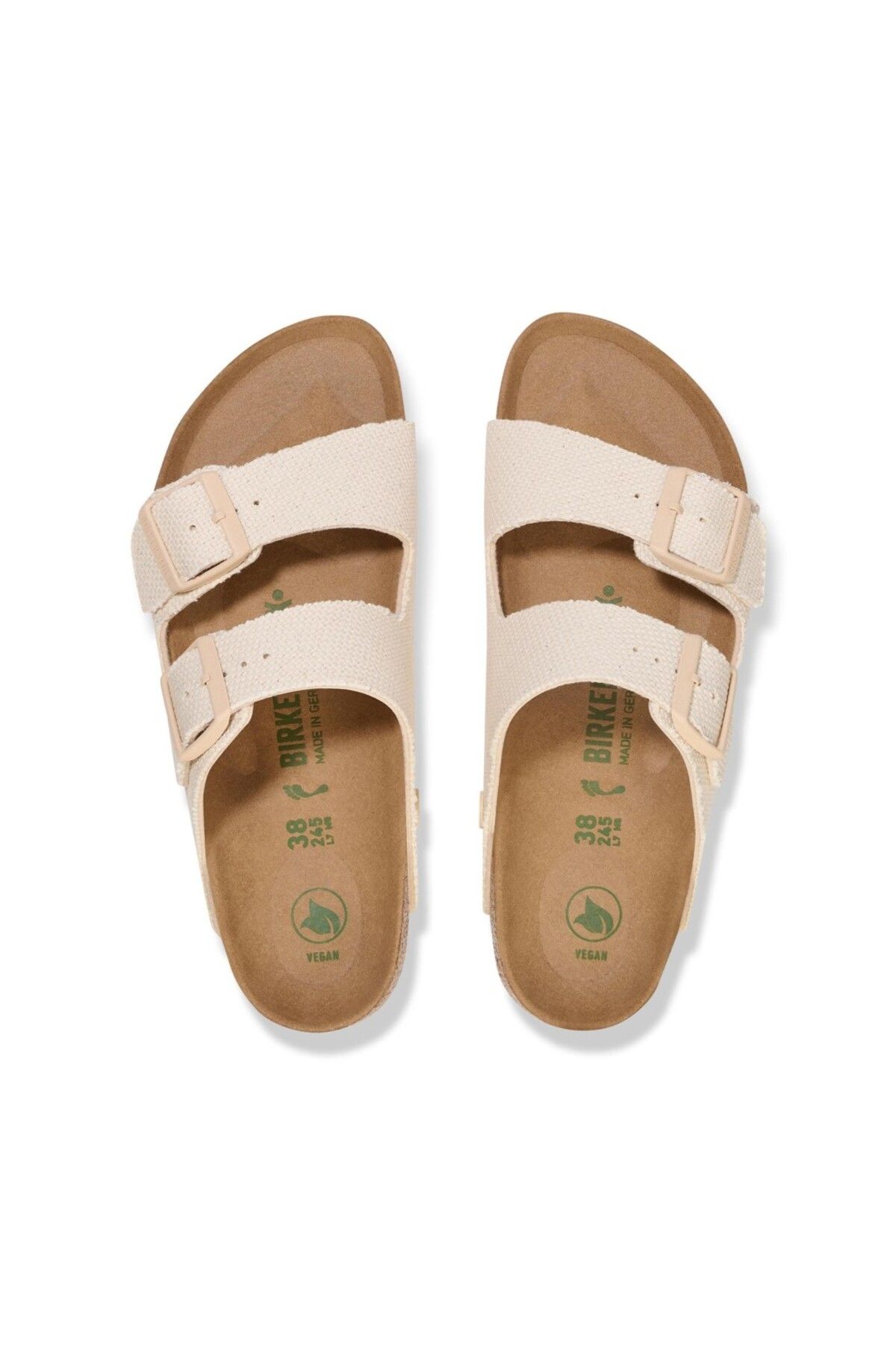 Birkenstock-Arizona Tex Rough Canvas - Women's Ecru Slippers, Vegan 3