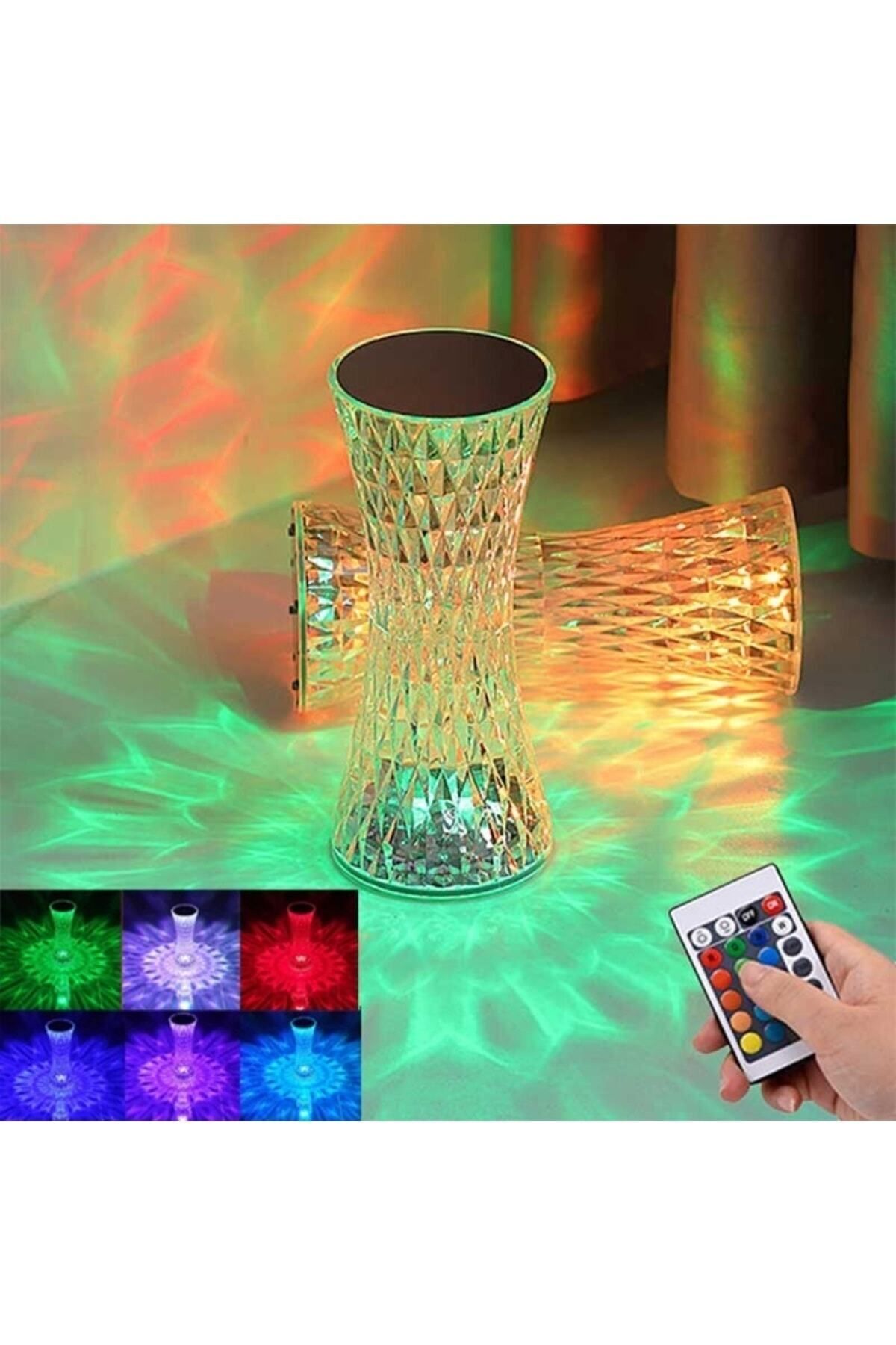 Led Crystal Table Lamp Rgb Color Changing Night Light 16 Colors 4 Modes Touch Control