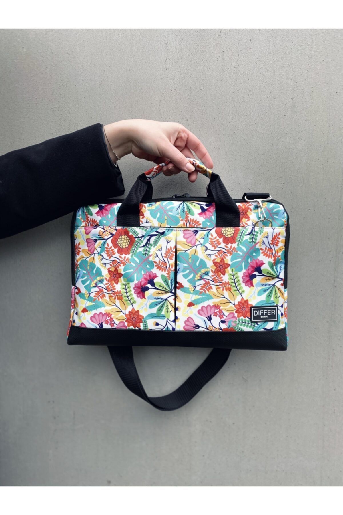 Differ-13-14'' inch, Floral Pattern, Shoulder Strap and Cross Notebook Laptop Macbook Briefcase 2