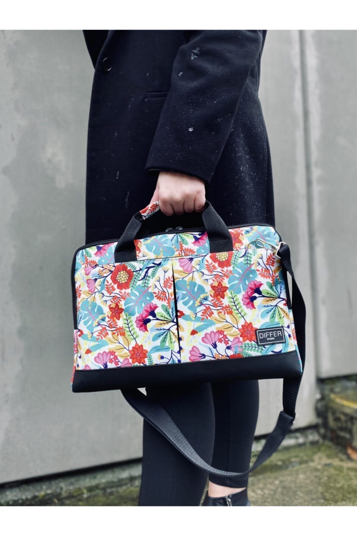 Differ-13-14'' inch, Floral Pattern, Shoulder Strap and Cross Notebook Laptop Macbook Briefcase 3