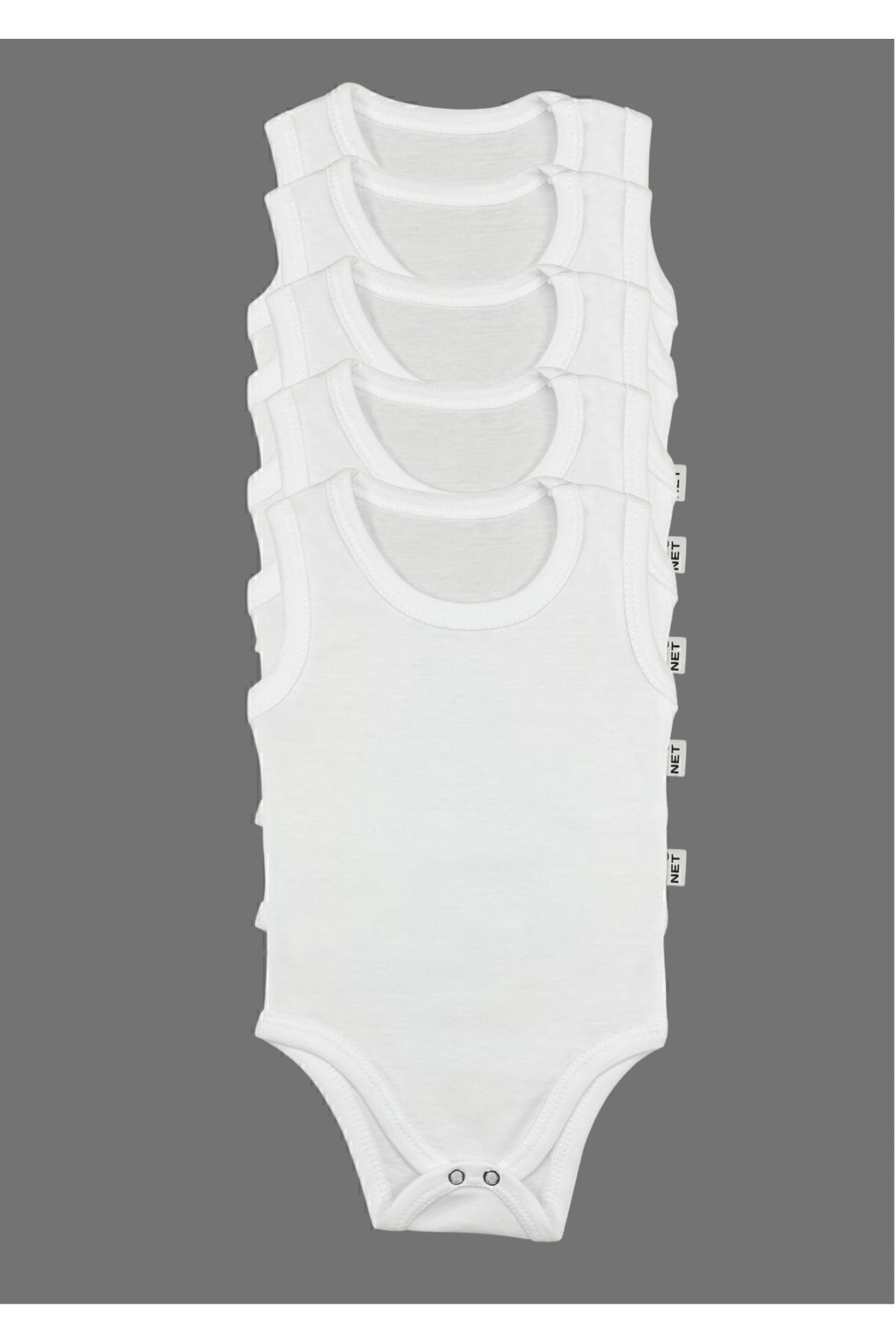 Netmodatasarım Body Zıbın 5' Li Büyük Beden Beyaz Zıbın %100 Pamuklu 1-5 Yaş Büyük Zıbın fotoğrafı 3 (önizleme)