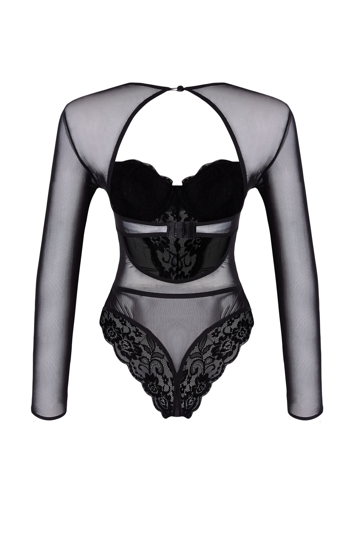 Trendyol Collection-Gestrickter Body mit schwarzem Spitzenausschnitt/Fensterdetail THMAW25BD00003 3