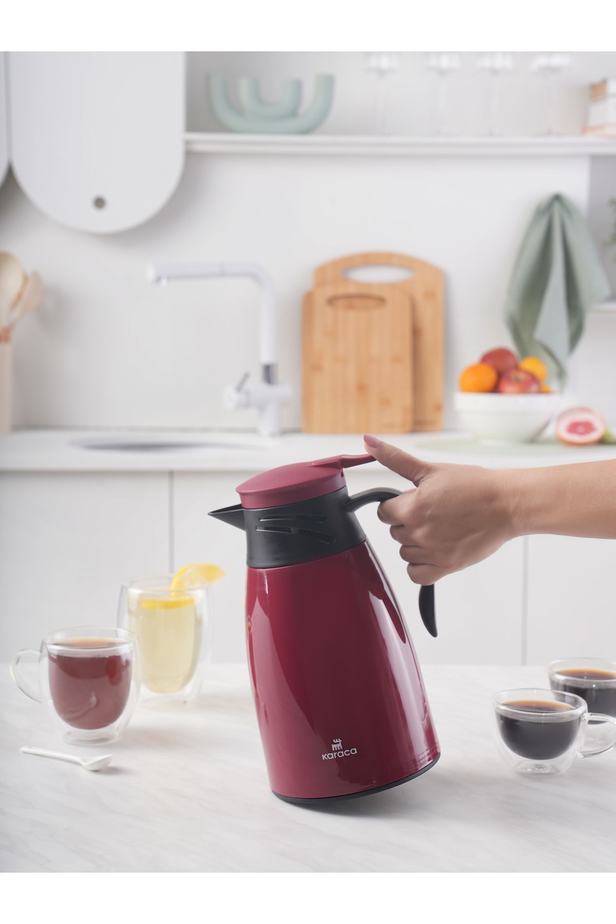 فلاسک قرمز Bella Sealing Thermos 1 لیتری بورگوندی Karaca