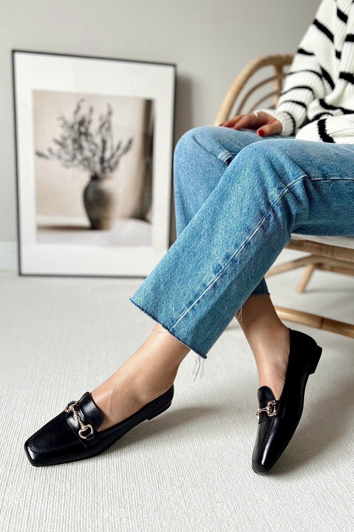 POLKA STORE-Manifest Blunt Toe Talpă plată Cataramă Mocasin Mocasini Balerini Pantofi de zi cu zi confortabili pentru femei 2