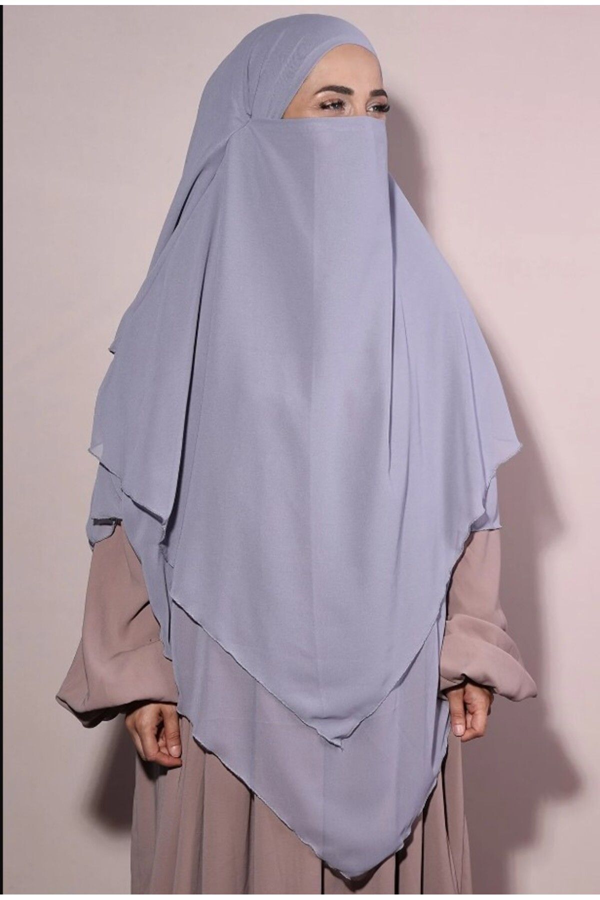 Luna Nueva-READY TO BIND THREE-LAYER CHIFFON HAC UMRE SHAVEL SUFLE KHIMAR HİJAB 2