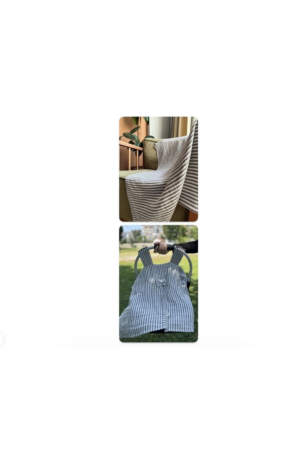 runbaby-3-Piece Muslin Baby Set - Double Layer, 80X80Cm Stroller Cover and Scarf 2