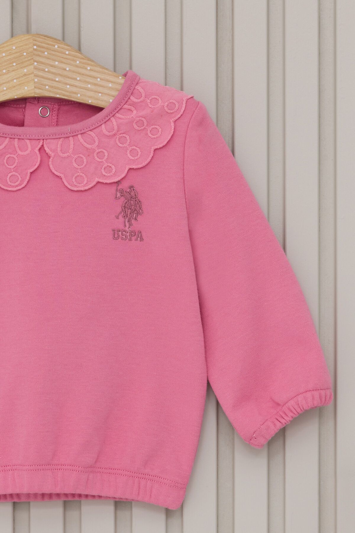 ست نوزاد دختر 2 تکه صورتی U.S. Polo Assn.