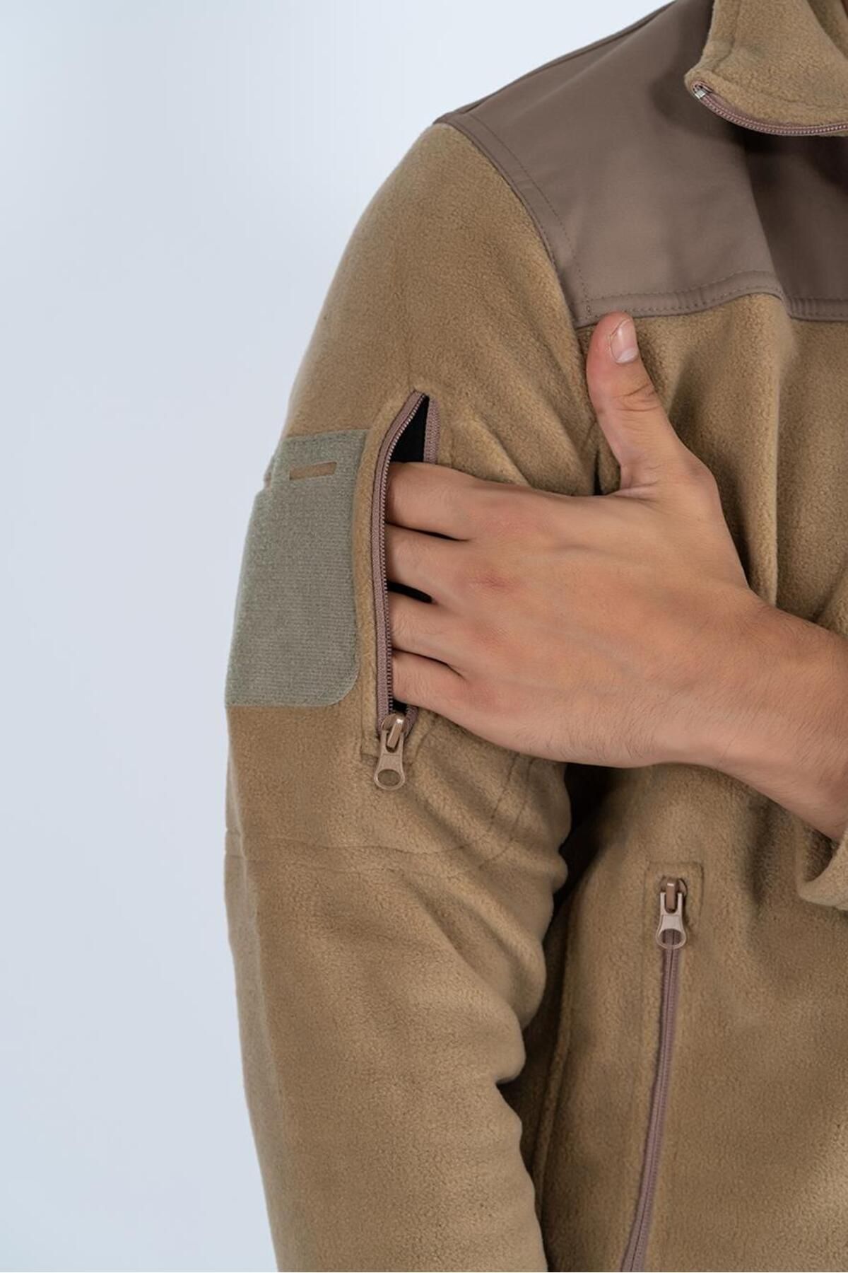 ژاکت کشی  مردانه  بژ  بلوک رنگی Slim Fit/اسلیم فیت    طرح ماهی  | BİKATEX TX8564FBA2740 - تصویر 6