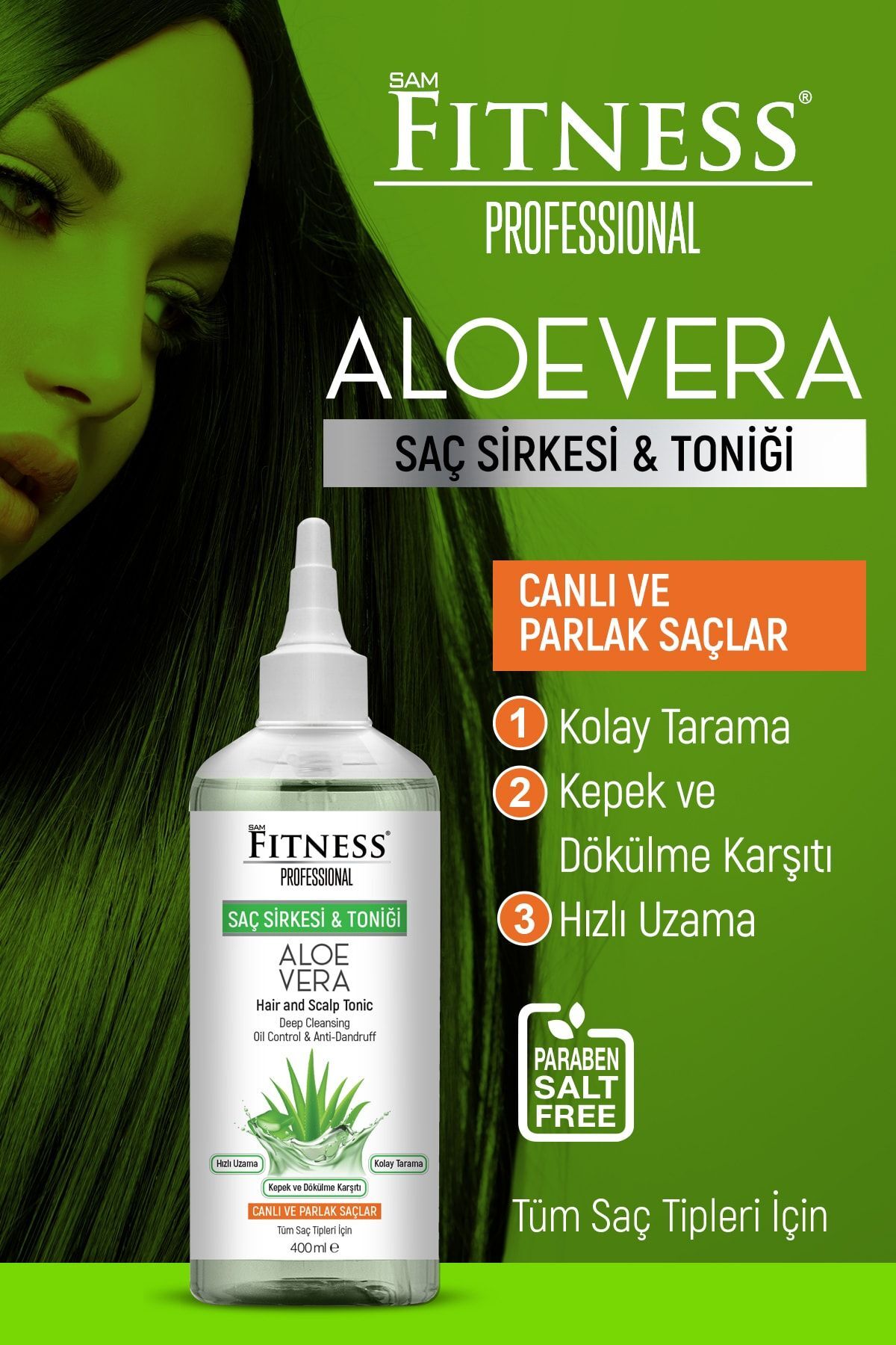 Aloe Vera Özlü Saç Sirkesi & Saç Toniği 400 Ml - Kepek Ve Dökülme Karşıtı - Hızlı Uzama Etkili — SR — تصویر 3 از 6