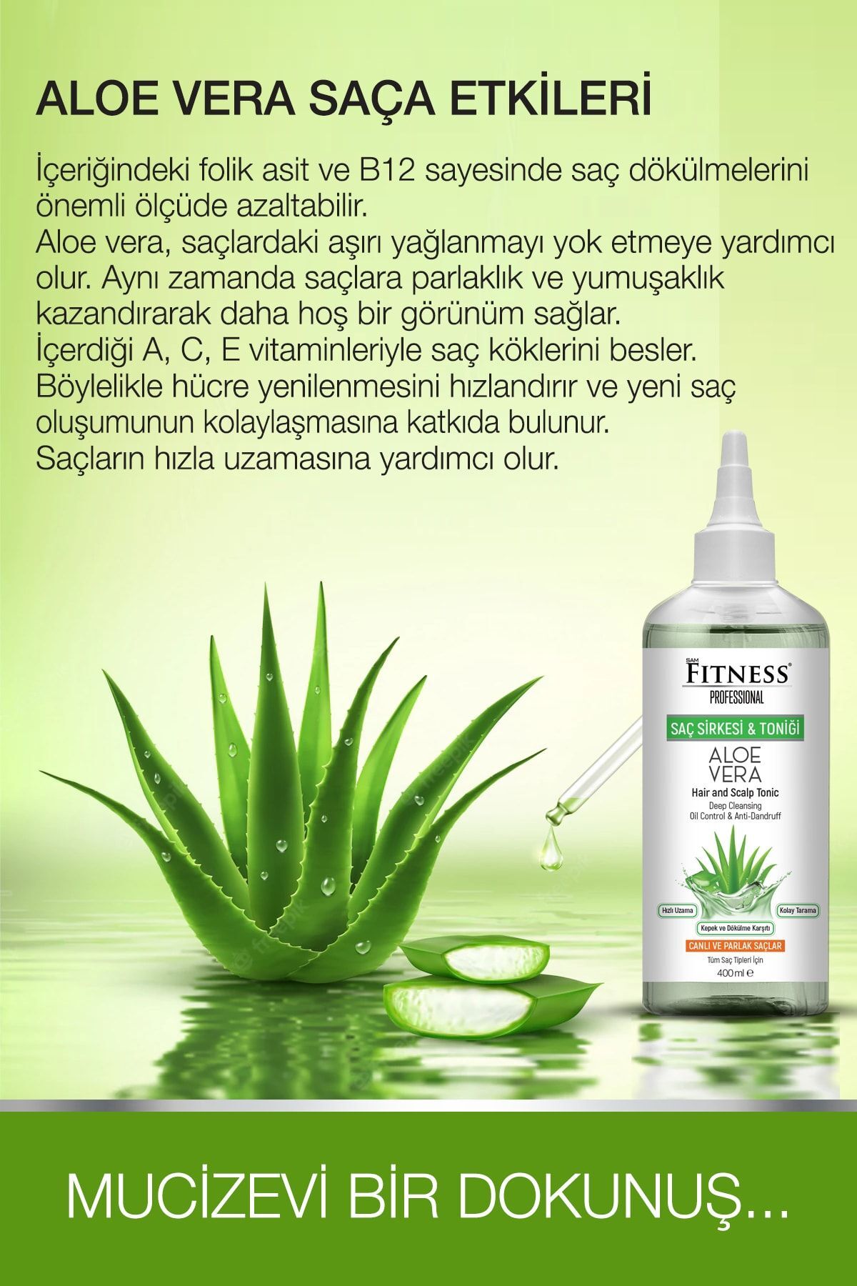 Aloe Vera Özlü Saç Sirkesi & Saç Toniği 400 Ml - Kepek Ve Dökülme Karşıtı - Hızlı Uzama Etkili — SR — تصویر 4 از 6