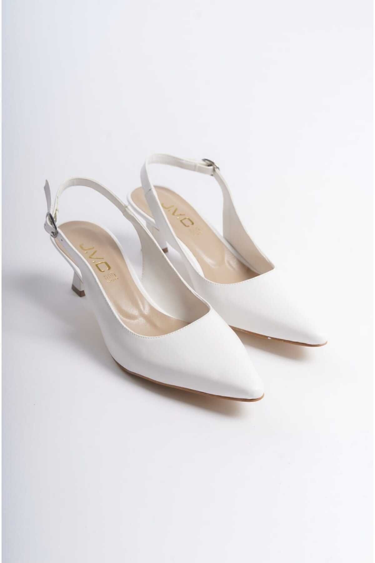 JVC-White Women's Low Stiletto - Open Back Shoes 4
