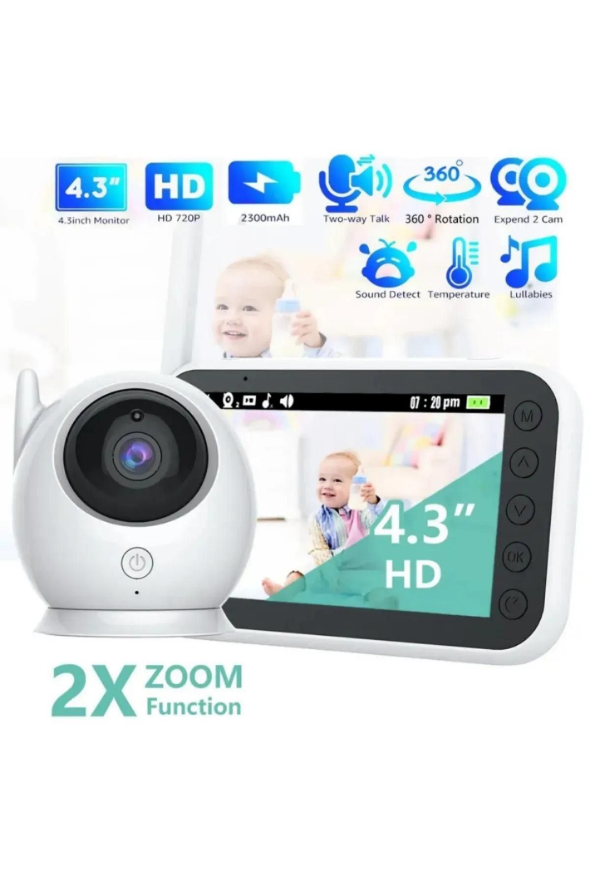 Night Vision Baby Monitor with Ape Lcd Screen Baby Monitoring Camera Wireless with Room Temperature Control