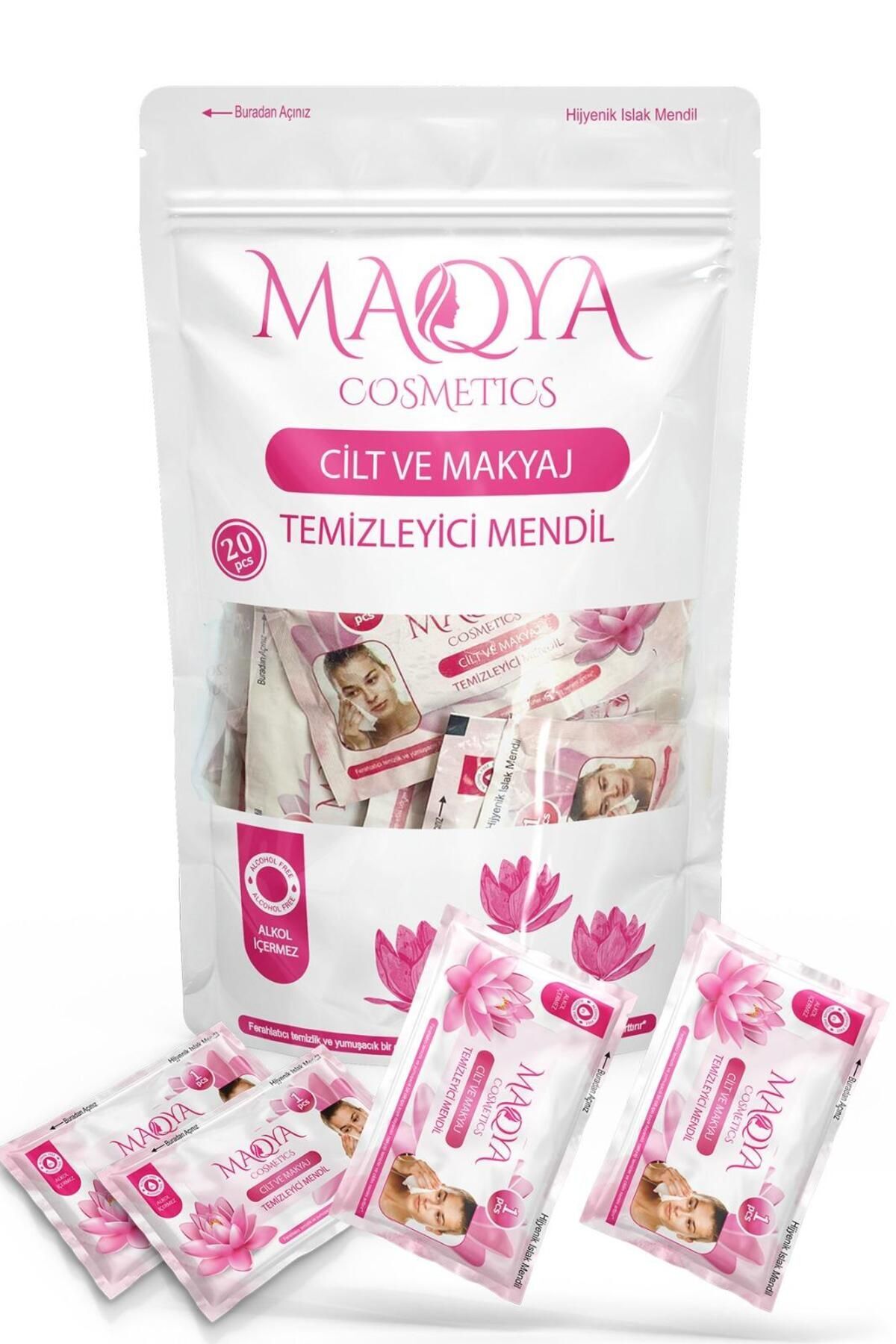 MAQYA Cosmetics Cilt ,Yüz & Makyaj Temizleme Mendili Temizleyici Nemlendirici 20 ADT