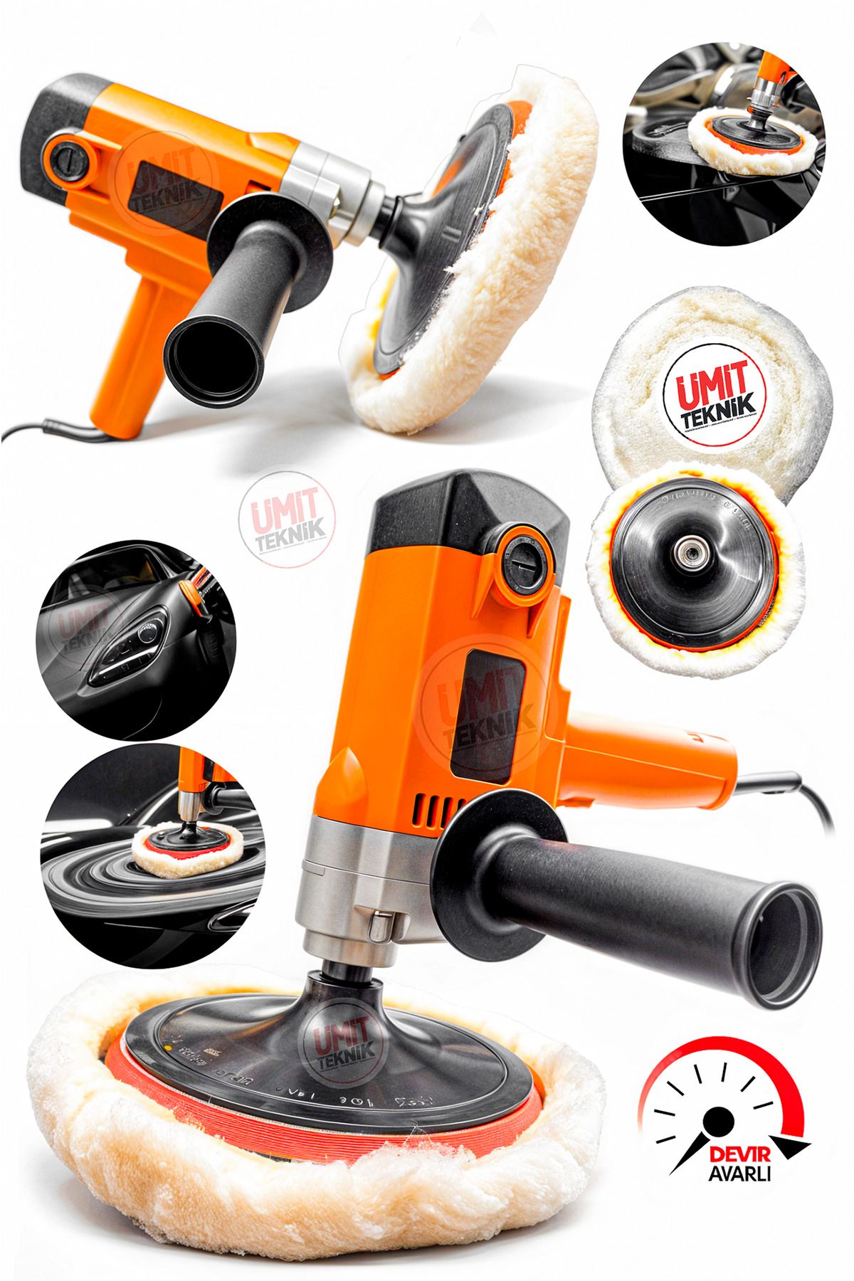 PROXTECH Profesyonel 6 Kademe Devir Ayarlı Dikey Koltuk Yıkama,Pasta Cila  Polisaj Makinesi 180mm