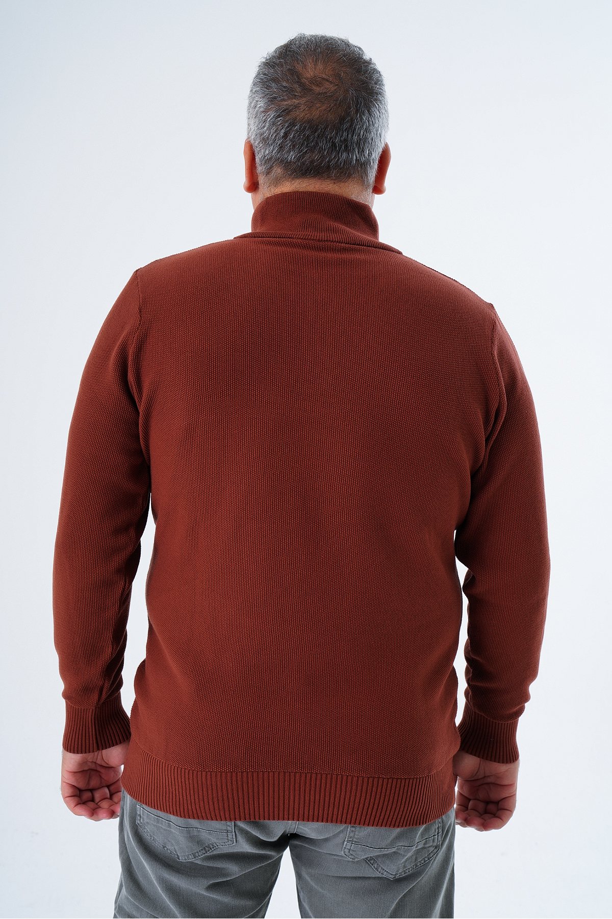 بافت و پلیور مردانه نارنجی Trist Star | TRIST-2113 اورجینال - تصویر 3