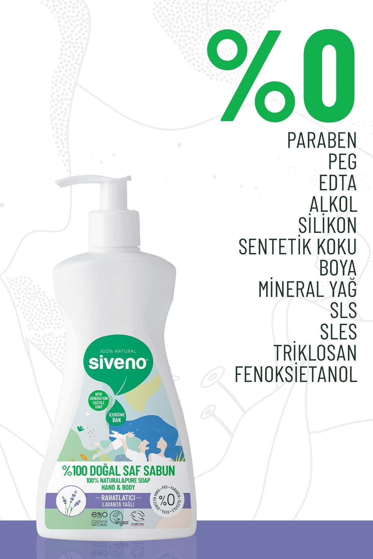 صابون مایع 100 ٪ طبیعی آب اسطوخودوس روغن مرطوب کننده تصفیه گیاه گیاهی 300 میل Siveno