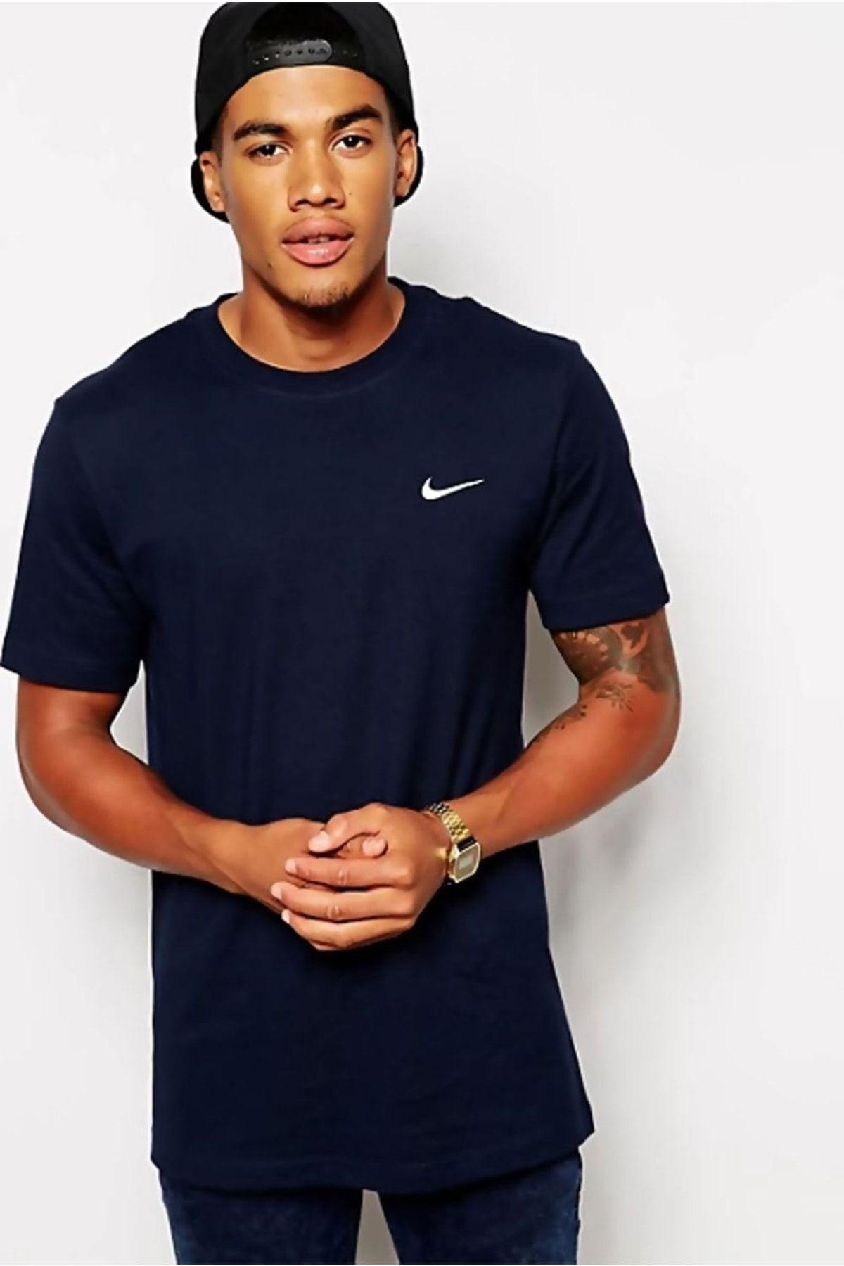 تی شرت مردانه طرح Swoosh نخی سرمه‌ای Bv0507-451 نایکی تی شرت ورزشی Nike