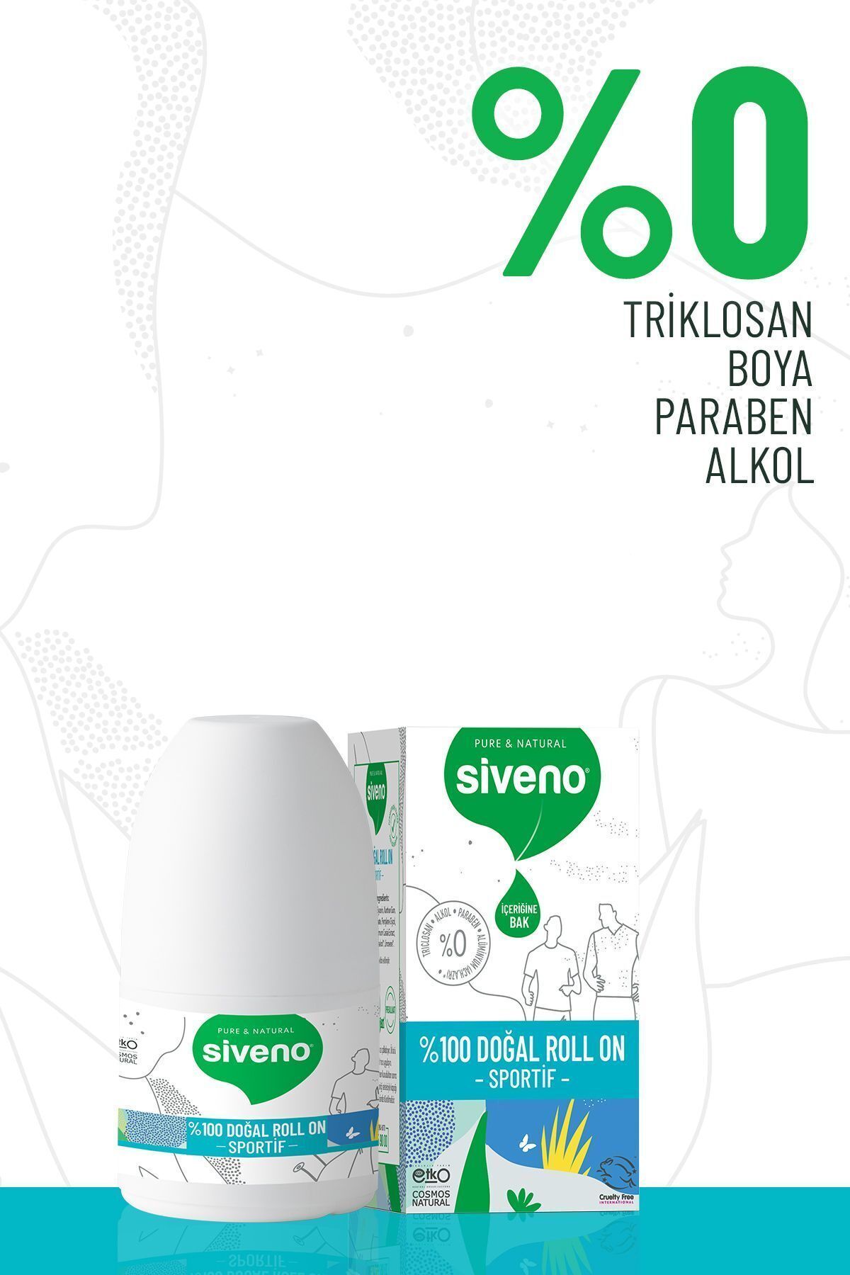 %100 Doğal Roll-on Sportif Sporcu Deodorant Ter Kokusu Önleyici Bitkisel Lekesiz Vegan 50 ml