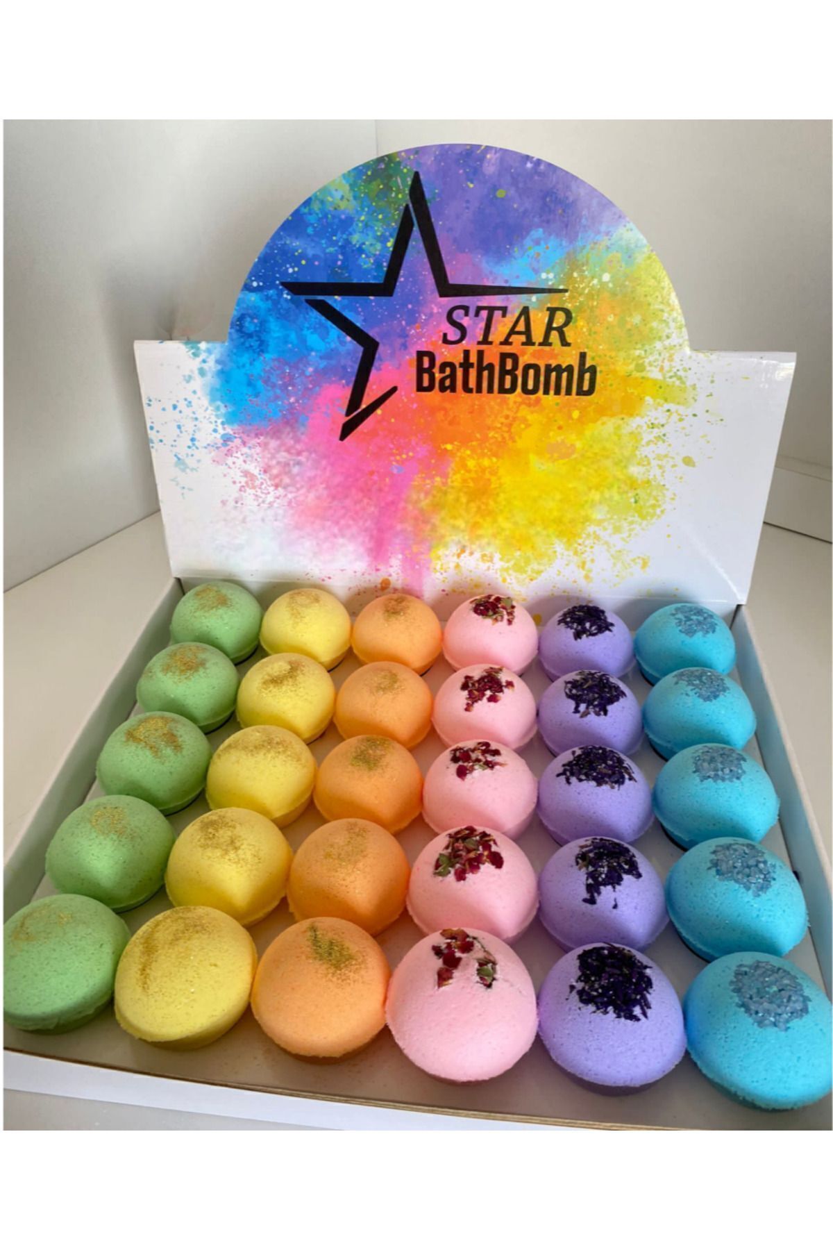 30 عدد توپ حمام فوم مخلوط 80 گرمی / توپ پدیکور / بمب مرطوب کننده star bathbomb starbomb