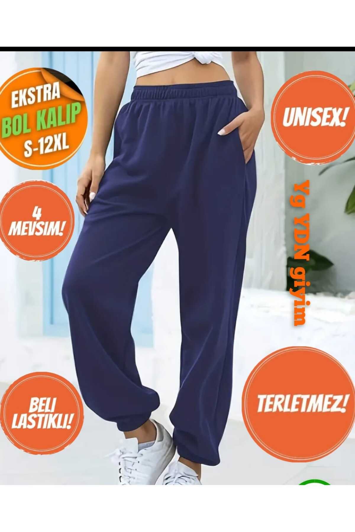 TNR SPORT Lacivert Unisex Jogger Paça-Paça Lastik Rahat Giyim Eşofman Altı