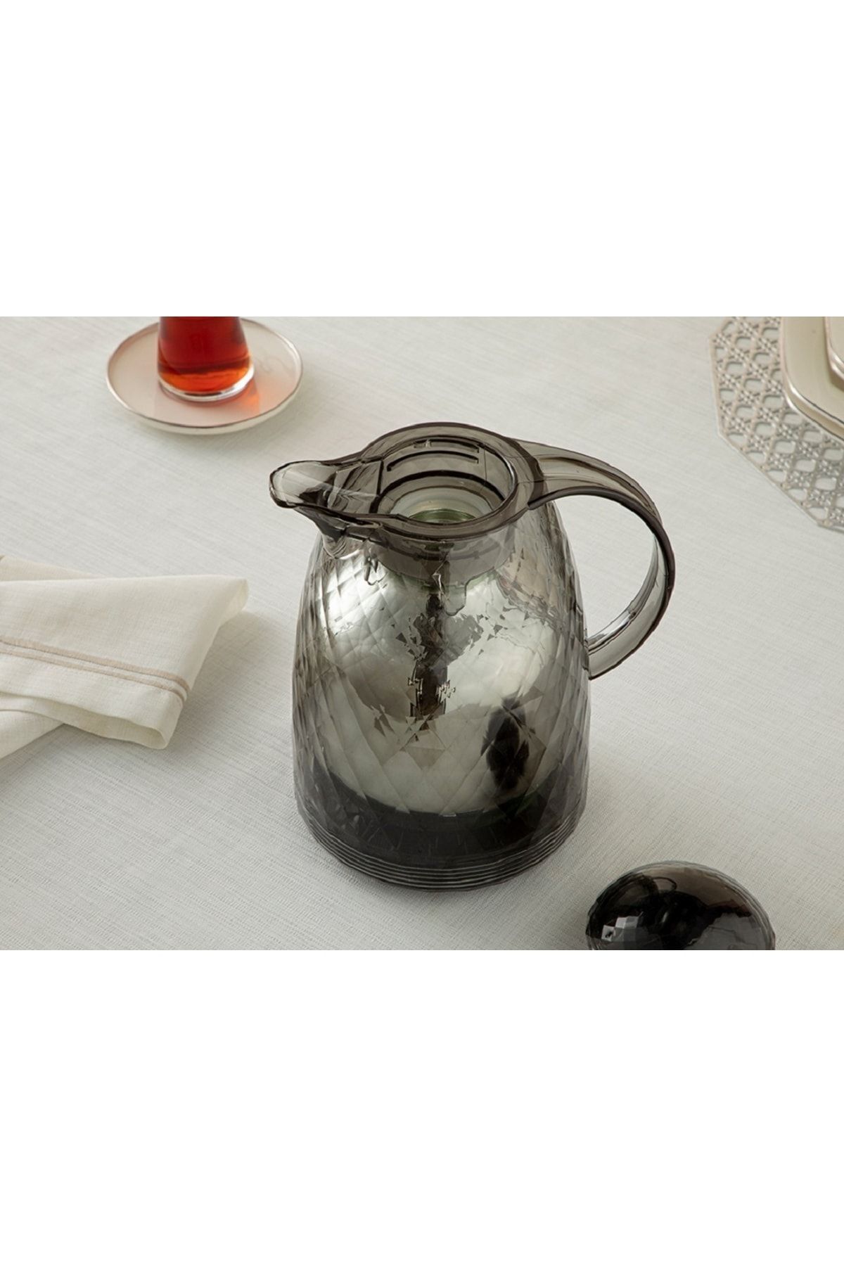 فلاسک خاکستری ترموس شیشه ای اکریلیک 1000 میل آنتراسیت English Home