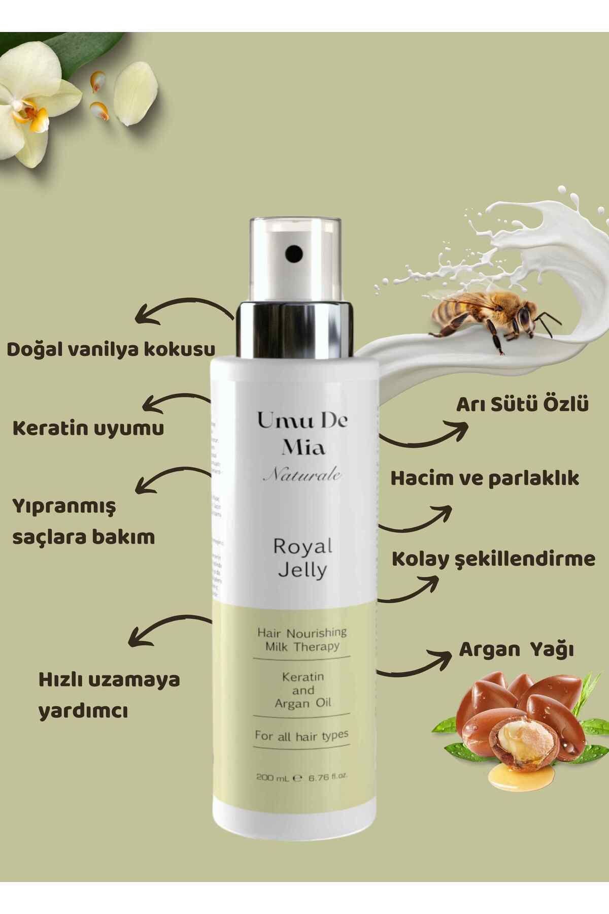 Umu de Mia Güçlendirici, Besleyici Ve Onarıcı Saç Bakım Arı Sütü Keratin & Biotin 200 ml