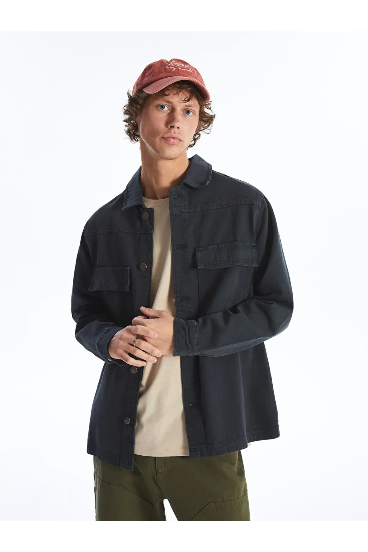 ال سی وایکیکی پیراهن جین مردانه آستین بلند LCW مدل Casual Navy Regular Fit